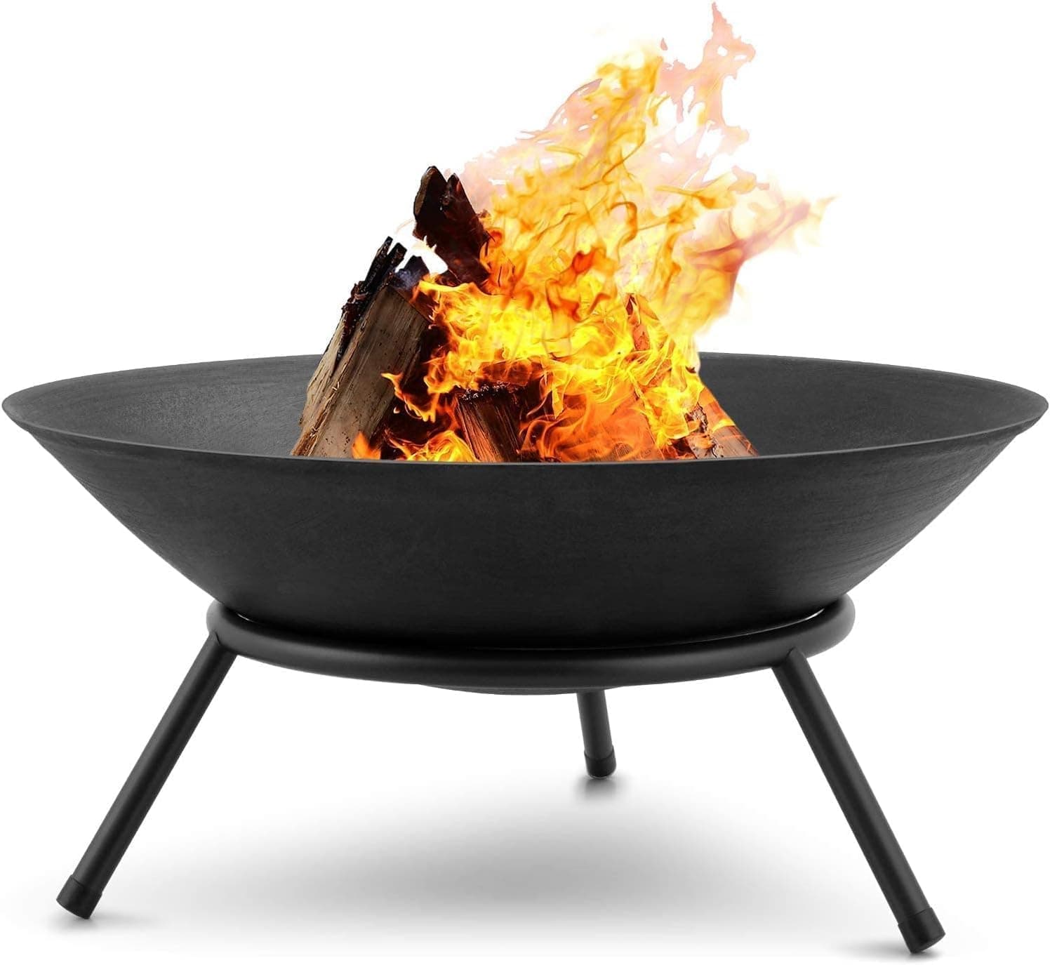 Meejon Sigdi Steel Fire Pit for Garden - Outdoor Fire Bowl Brazier for BBQ, Patio Heater, Camping - Portable Fire Basket, Chimney Log Burning Wood Burner, Charcoal Bonfire