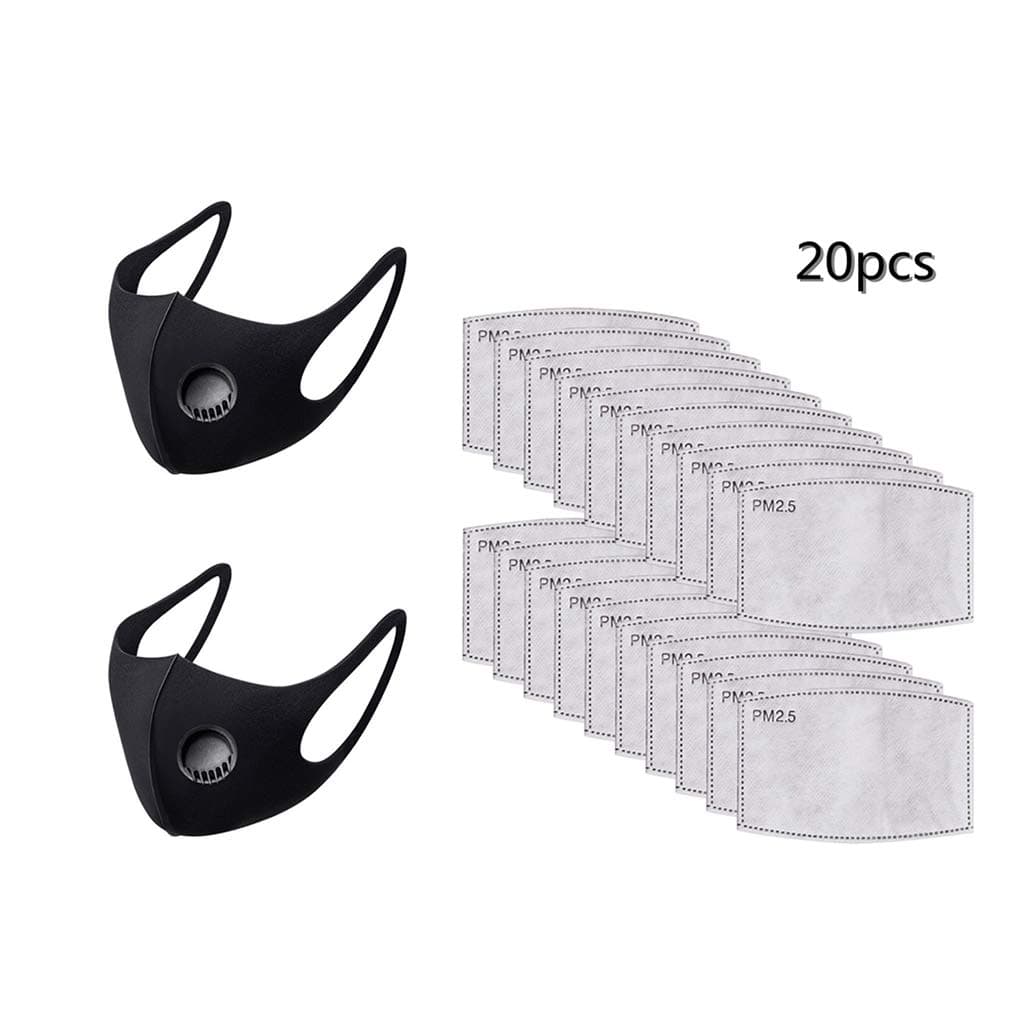 2Pcs Anti Du Face Mou Cover Particulate Filter Unisex Cotton Mou Mask Wi Filter Washable Reusable Breaable Face Cove