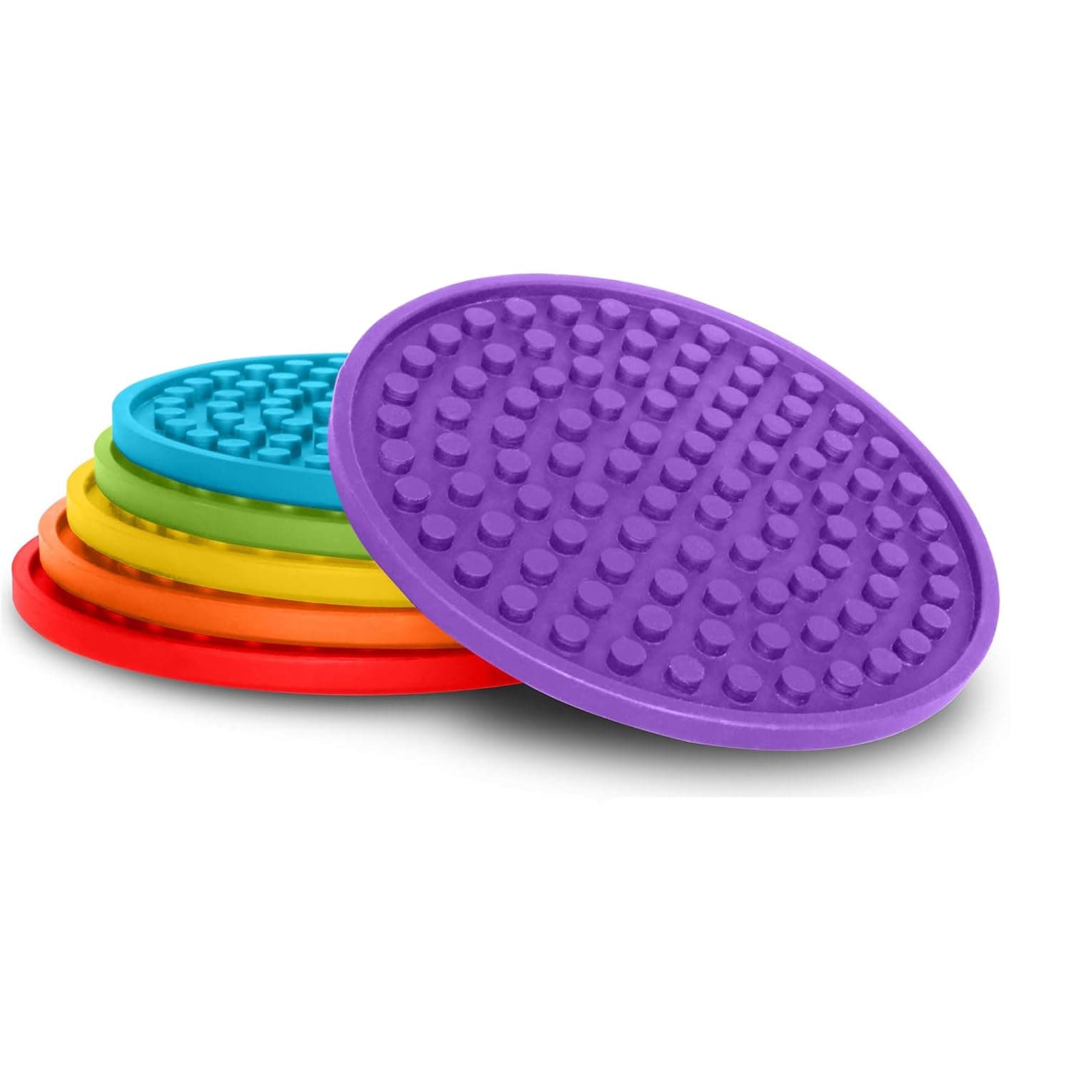 Barvivo Silicone Coasters with Holder Set of 8 - Cup Coasters for Indoor and Outdoor, Perfect Durable Coaster for Tabletop Protection, Anti Slip, Suitable for All Drinks & Table Types - Rainbow