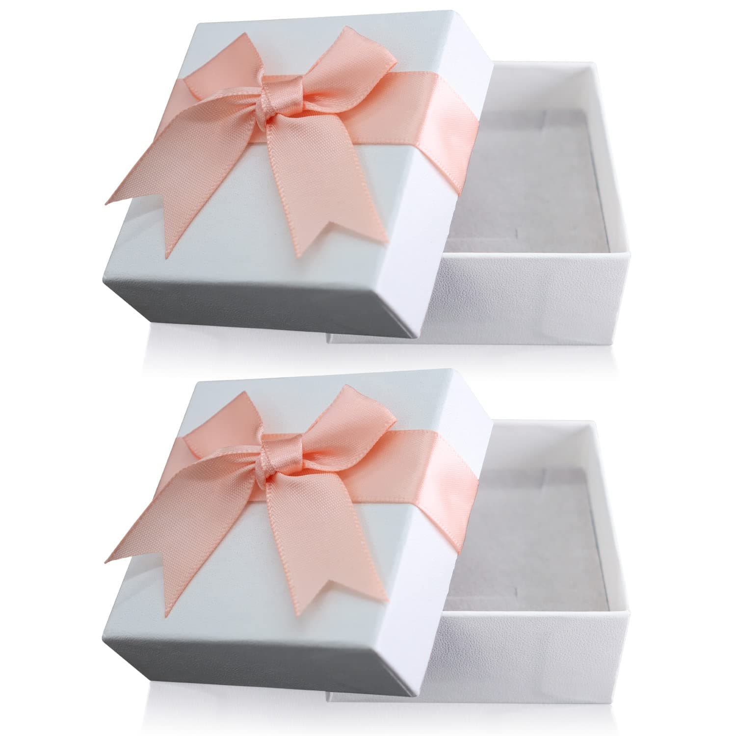 2Pcs Small Gift Boxes, 7.5x7.5x3.5cm Kraft Jewellery Gift Box with Bow-Knot Ring Earrings Necklace Gift Box with Lid Small Paper Boxes for Gifts Presents (Pink)