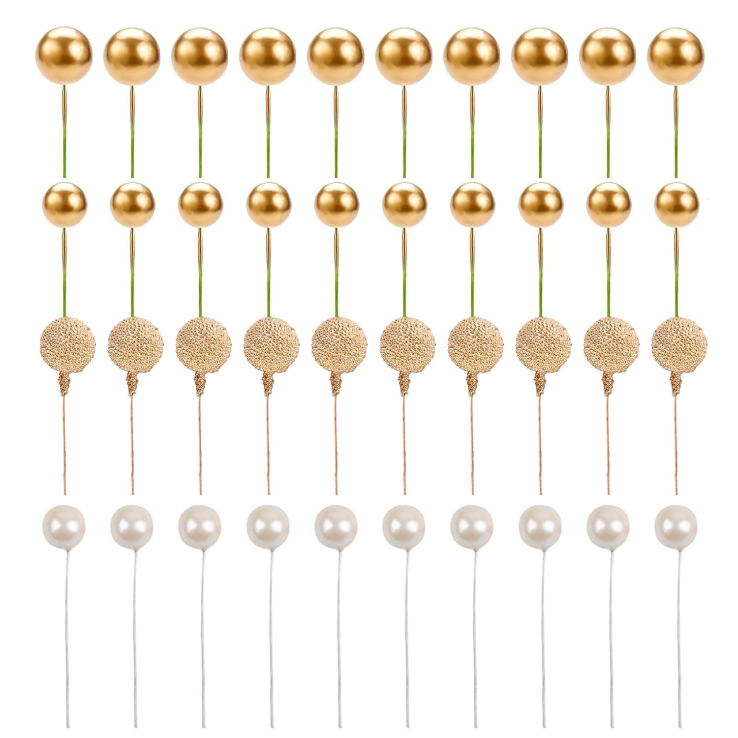 40-Piece Round Pearl Ball Cake Toppers, Decorative Cupcake Toppers for Birthday, Wedding, and Party Decorations, Elegant Pearl Ball Shape Cake Decorations for Desserts, Pastries, and Celebrations