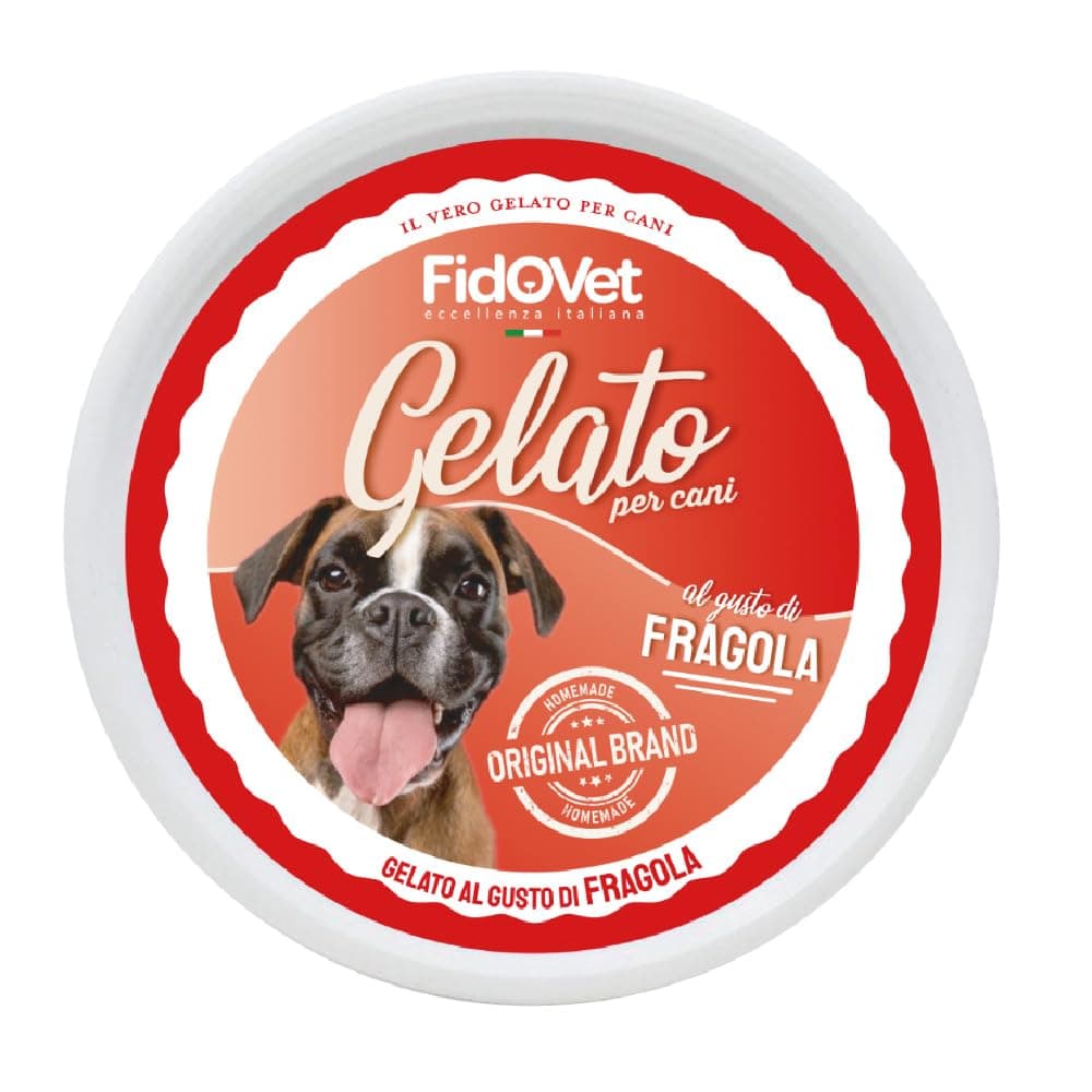 FidoVet Gelato Ice Cream for Dogs, Fragola (Strawberry) Flavor 40g