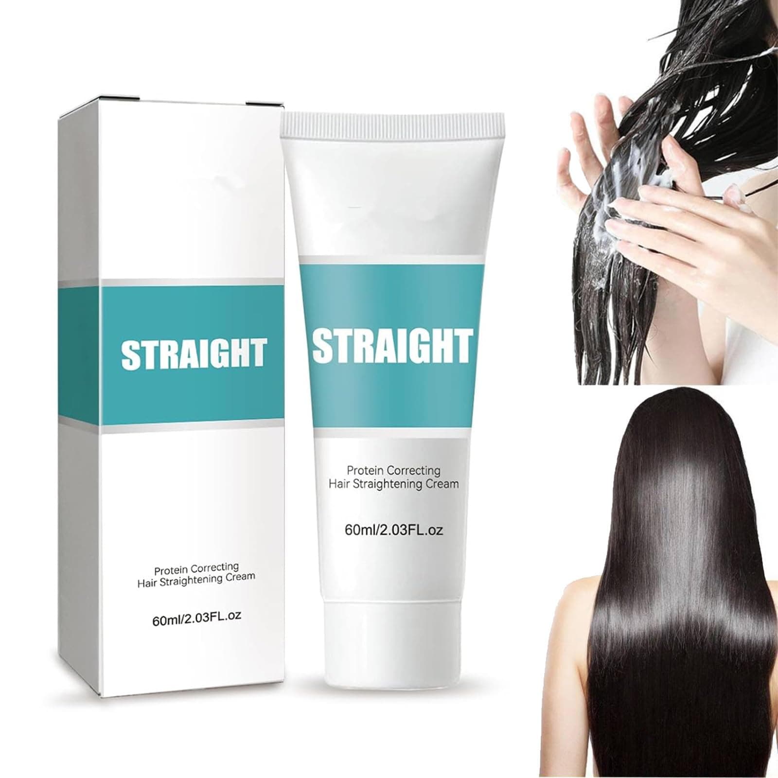 Protein Hair Straightening Cream, Nourishing Smoothing Collagen Hair Straightener for Curly Hair Types