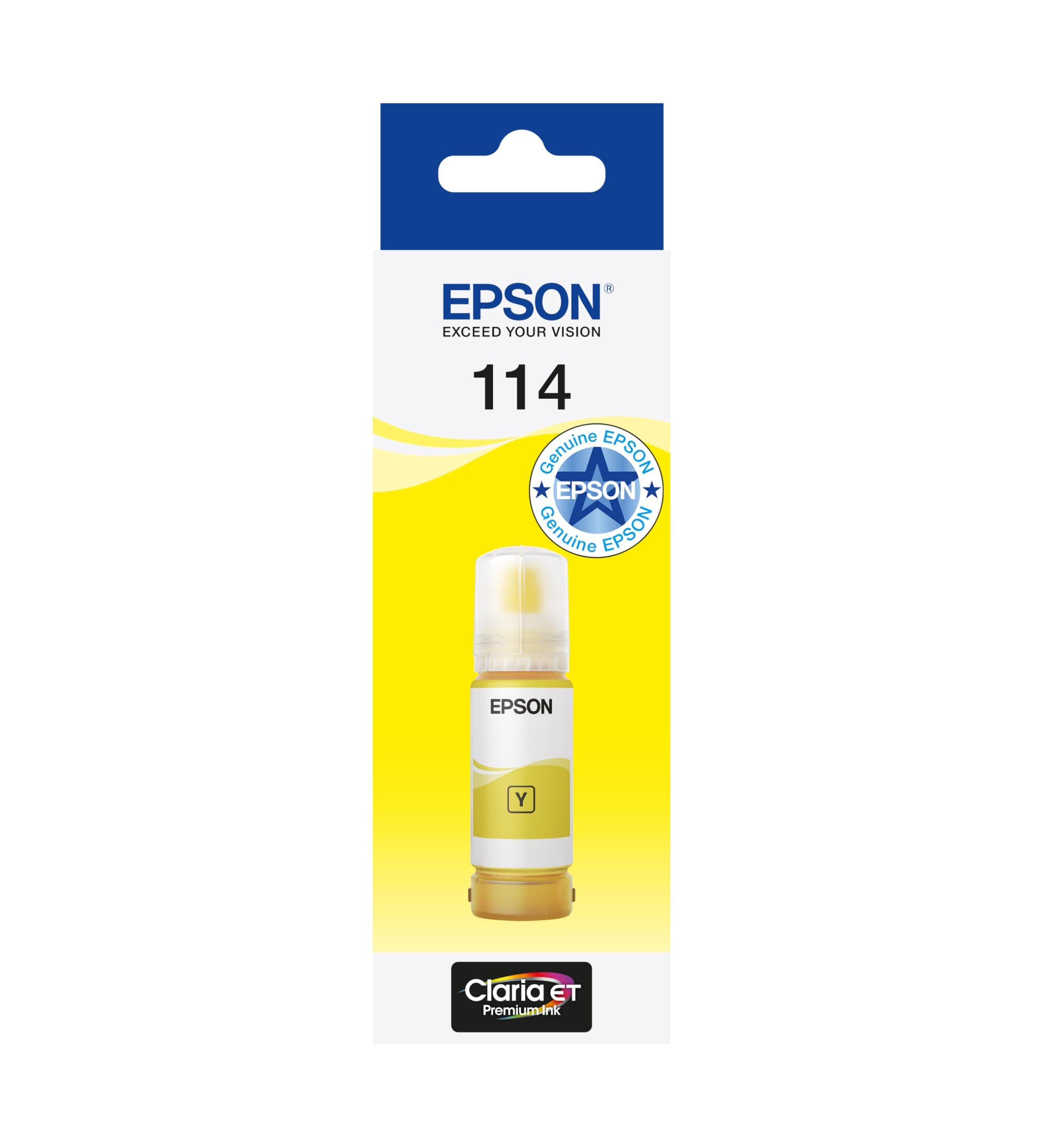 Epson EcoTank 114 Genuine Ink Bottle | Yellow| High Yield - Up to 6,200 Pages | Compatible with ET-8500 / ET-8550 Models | Brand-made for Optimal Results