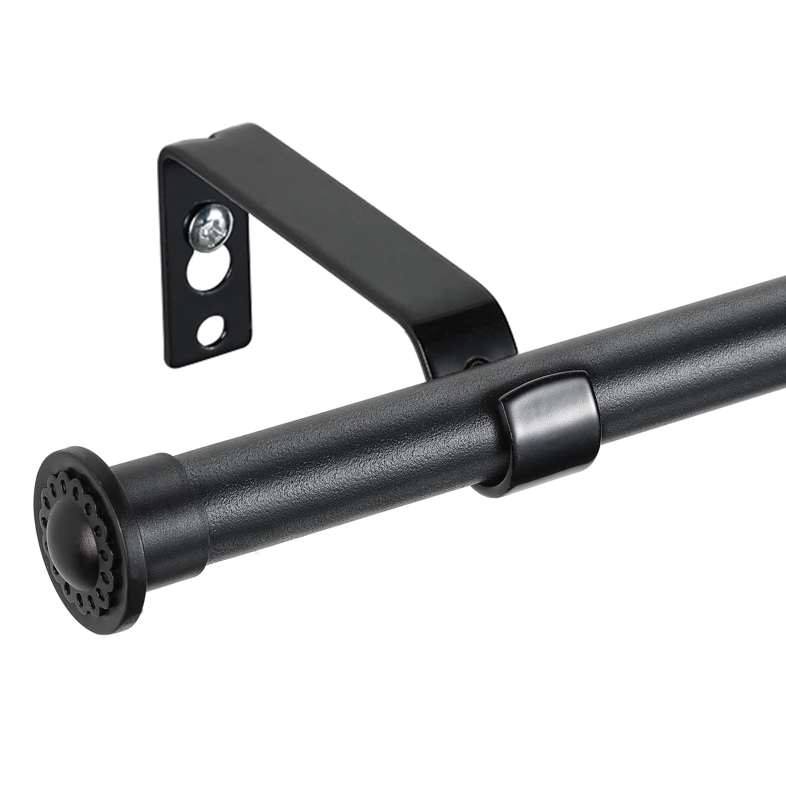 YeYeBest Room Darkening Blackout Curtain Rod - 66"-144" Window Long Curtain Rod Set - Modern Simple Decorative Style 5/8" Metal Pole - Heavy Duty Curtain Rod with Bracket - Black