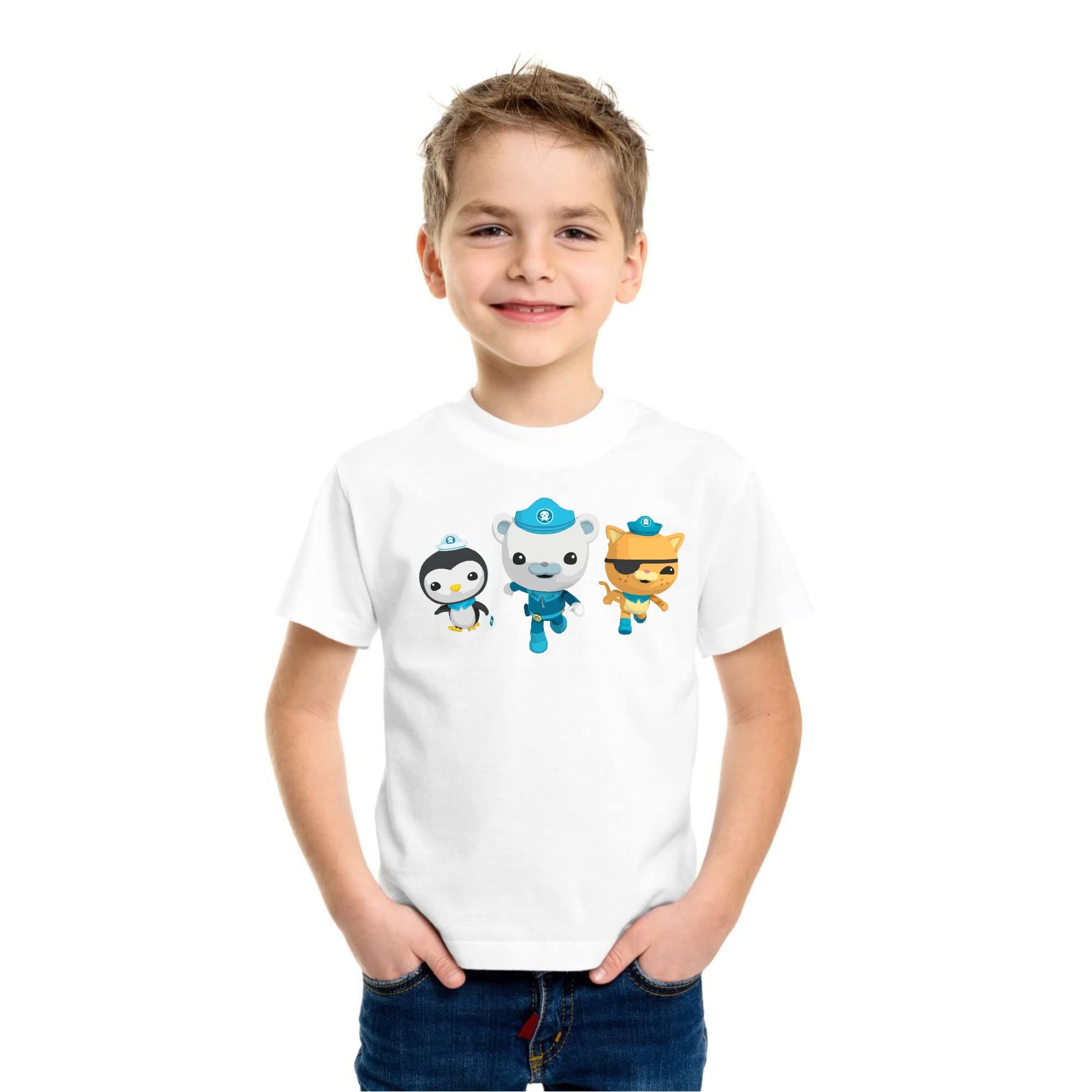 FMstylesOctonauts Crew Kids White Round Neck Tshirt