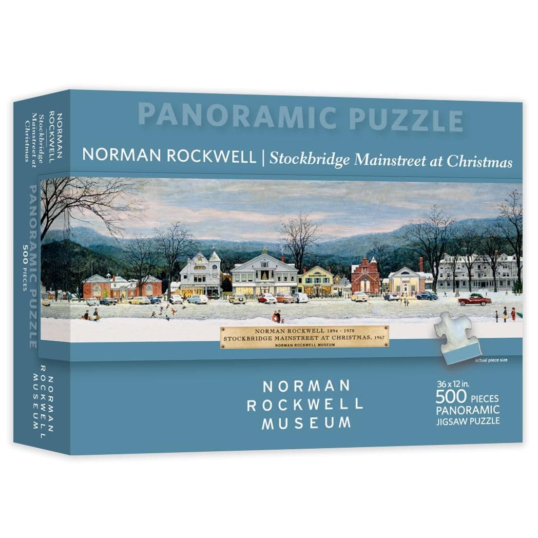 Main Street Stockbridge At Christmas 500 Piece Puzzle - Norman Rockwell