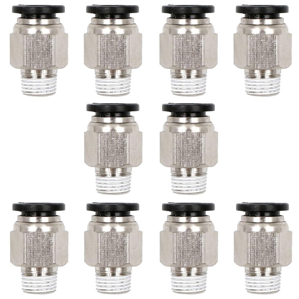 Pneumatic Push to Connect Fittings Male Straight PC 5/32 Inch Tube OD x 1/8 Inch Thread Push Lock Fittings (Pack of 10)