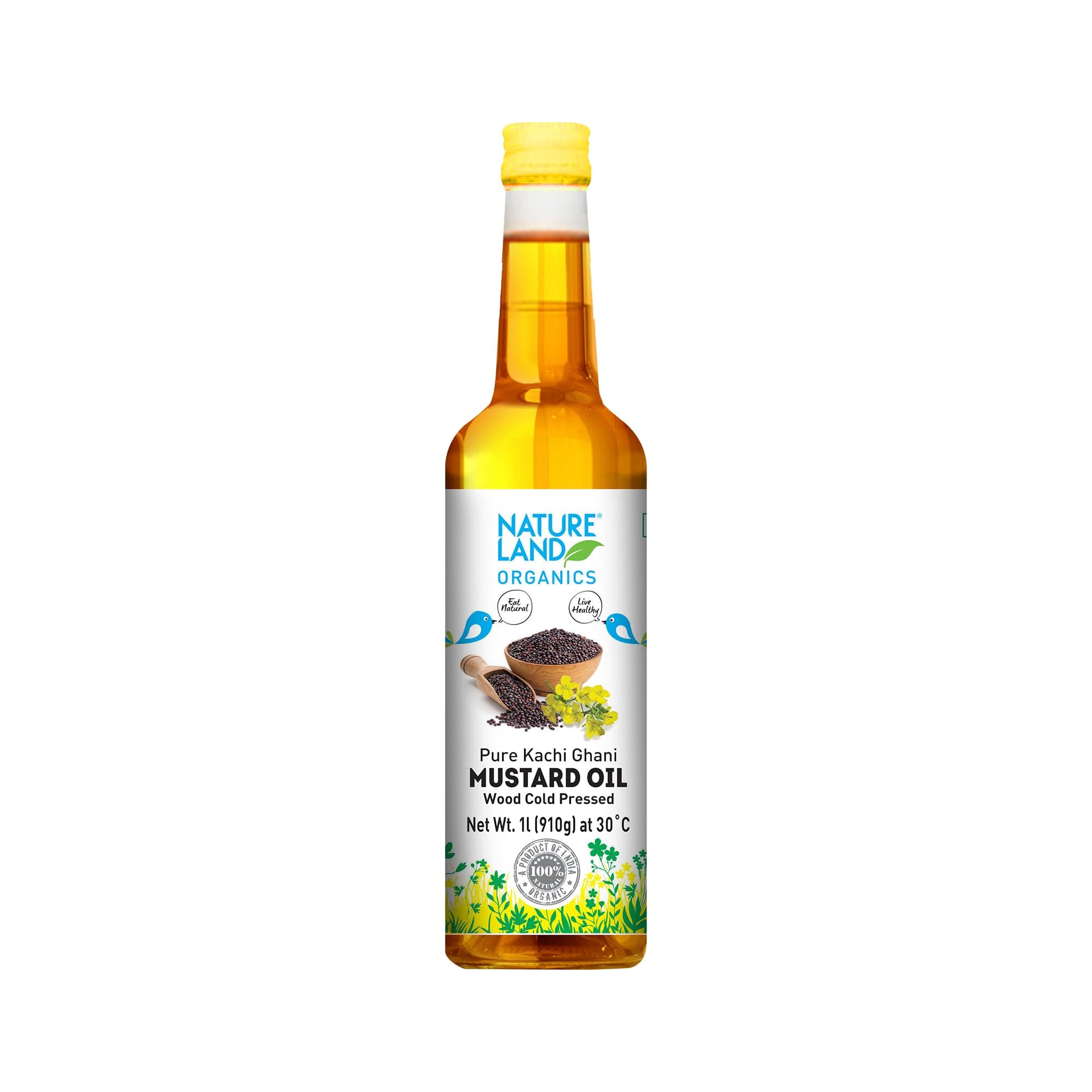 Natureland Organics Kachhi Ghani Pure Mustard Oil 1 Ltr - Cold Pressed