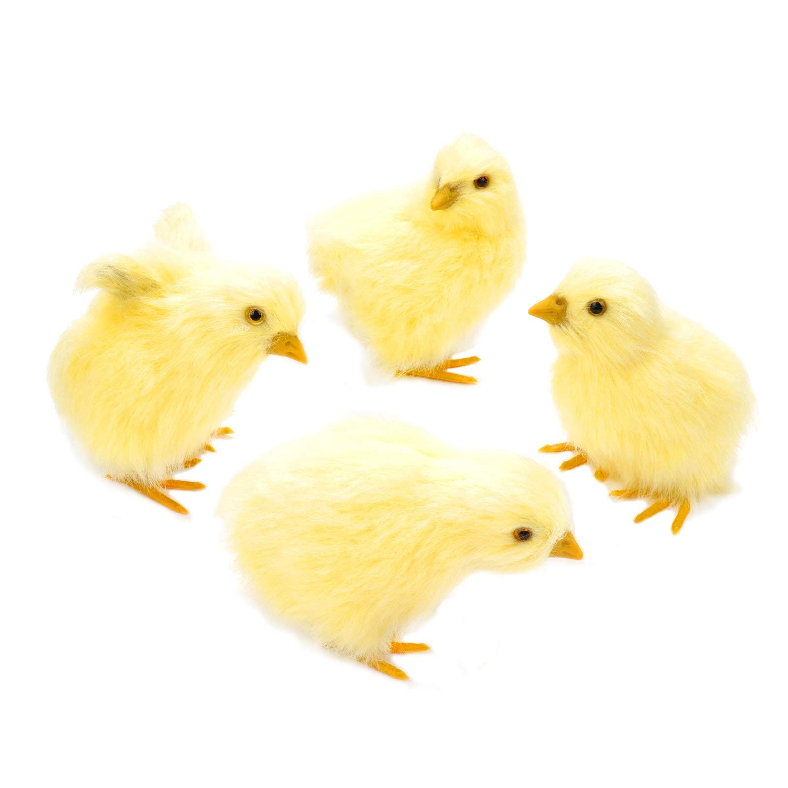 Wemofi 4 Pcs Realistic Plush Little Chick Figurine Lifelike Furry Animal Toy Simulated Chicken Sound Photography Props Chicken Decor 4 Poses