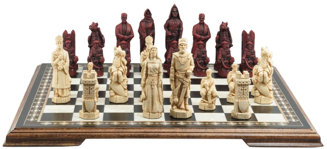 Burgundy & Ivory Crusades Chess Set