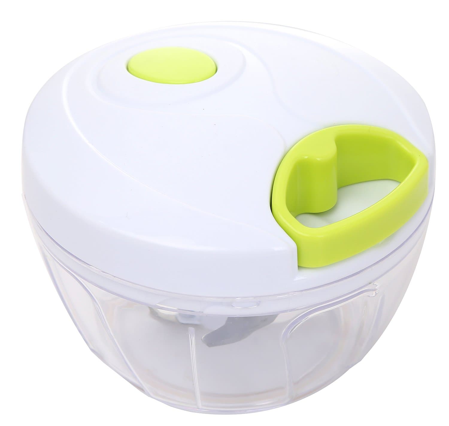 Migecon Manual Chopper Vegetable Pull Dicer with 3 Blades Powerful Food Processor Apply to Onion Garlic Nuts Herbs for Salsa Salad Pesto Coleslaw Puree in Kitchen or Camping Use 3 Cups Capacity Green