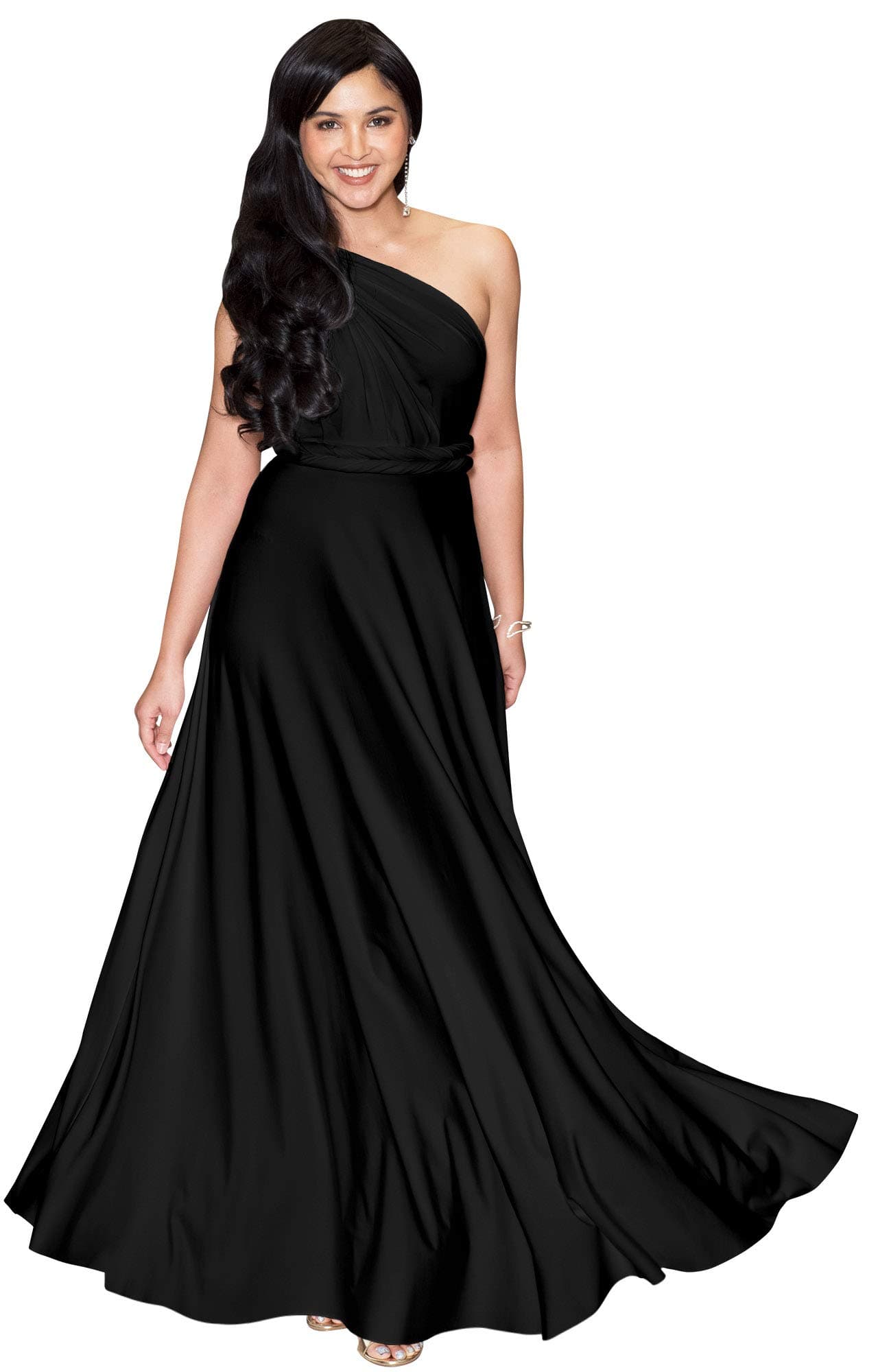 KOH KOHWomens Long Bridesmaid One Shoulder Convertible Wrap Cocktail Maxi Dress