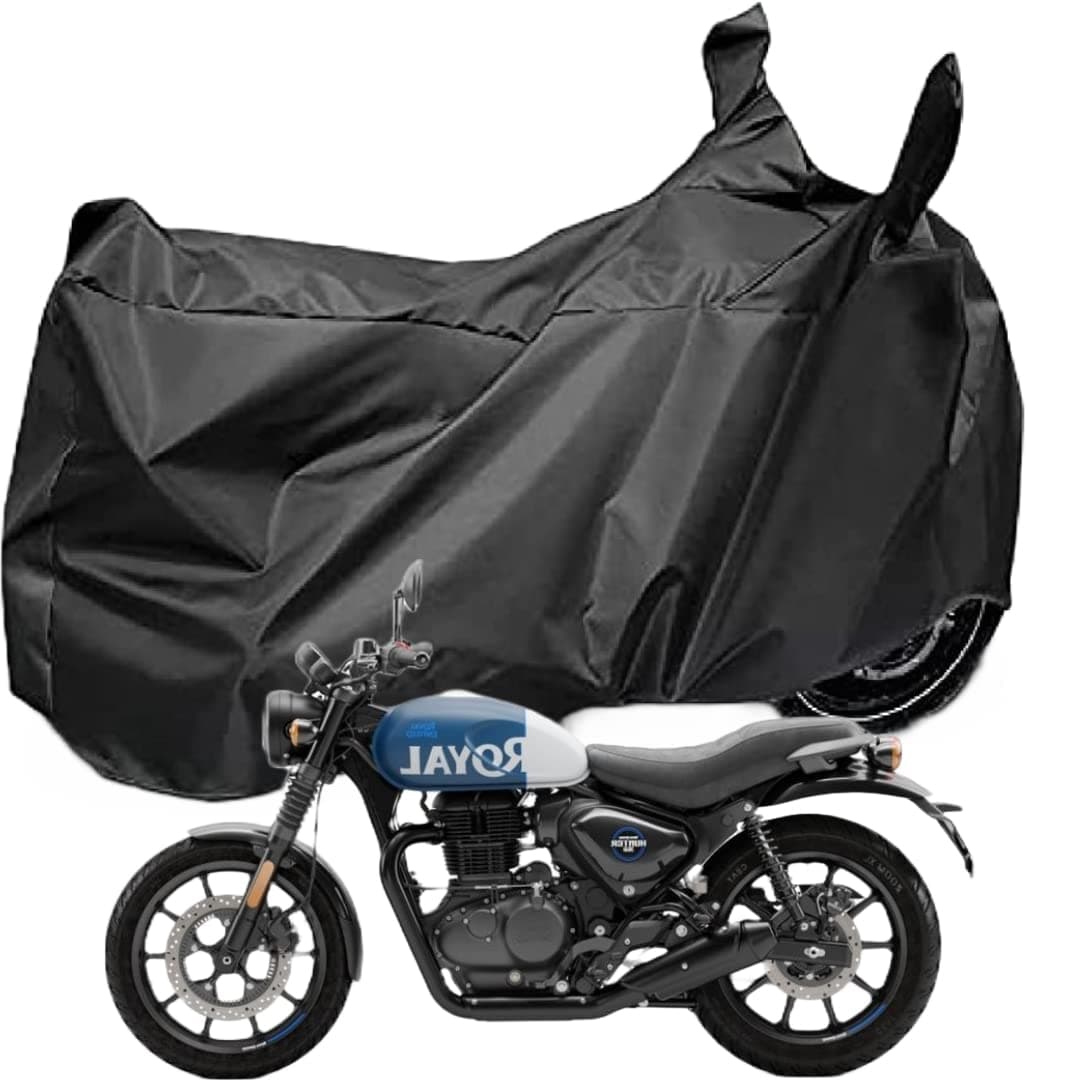 Auto Hub Waterproof Bike Cover Compatible with RE Hunter 350 with Mirror Pocket, Hunter 350 Waterproof Bike Cover- Zed Black - 1 Unit