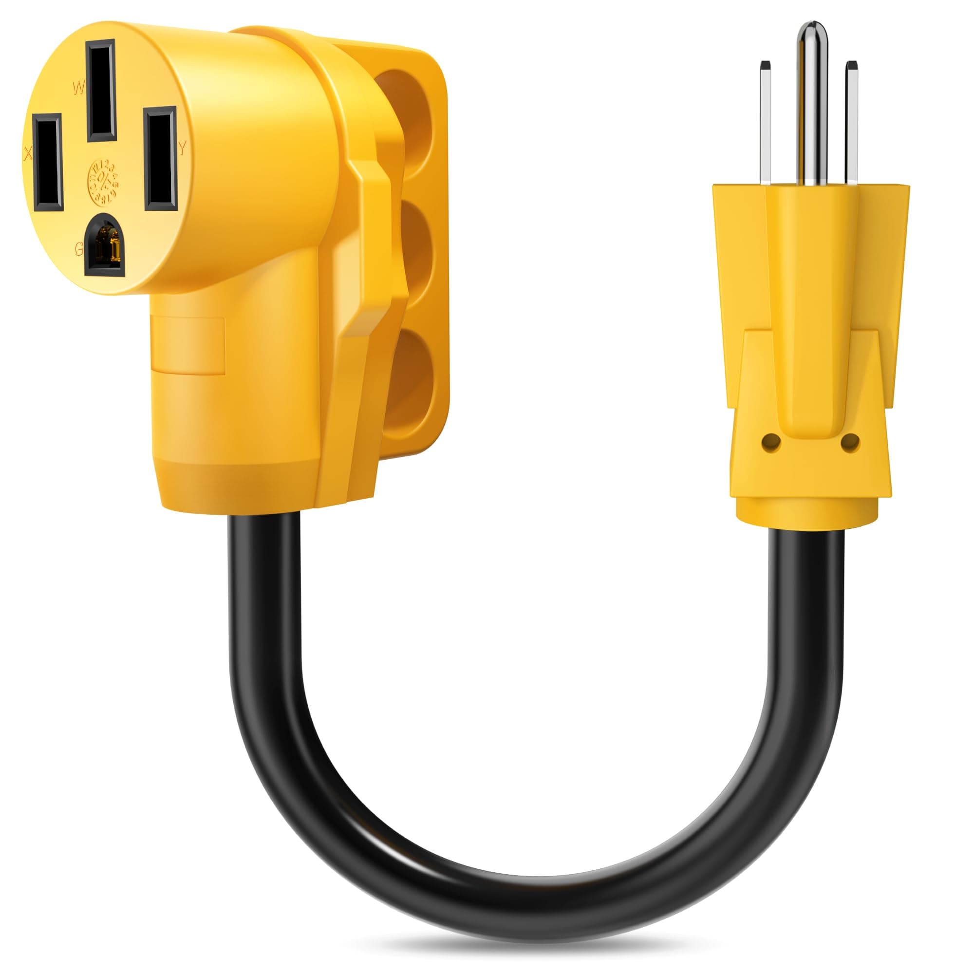 RV 15Amp to 50Amp Adapter - 15 Male to 50 Female Camper RV Electrical Adapter Power Cord with Innovative 180 Degree Bend Design Easy Ergonomic Handle 10AWG 125V/1875W(18inches)