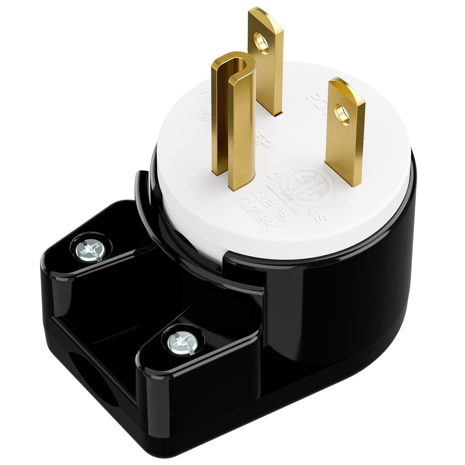 USA 3-Prong Male AC Plug, Right Angle ETL Nema 6-15P 3 Pole DIY Rewirable, 15A 250V USA 3Pin AC Connector, 12 Direction Rotatable Plug