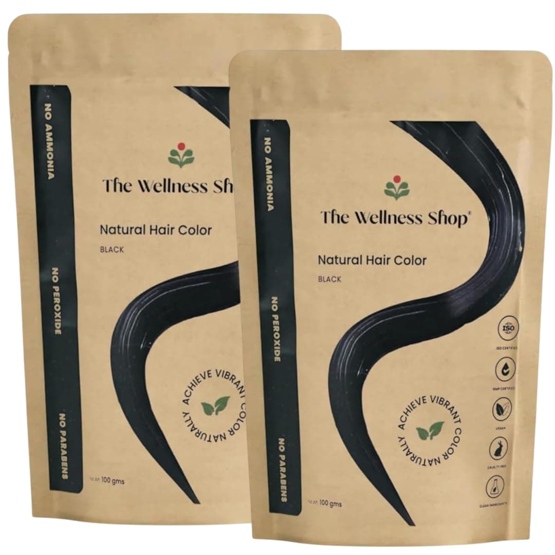 Natural Black Hair Colour l Natural and Healthy Shine l Naturally Coloured Hair & Long Lasting | For Unisex | Pack Of (2) (200g)