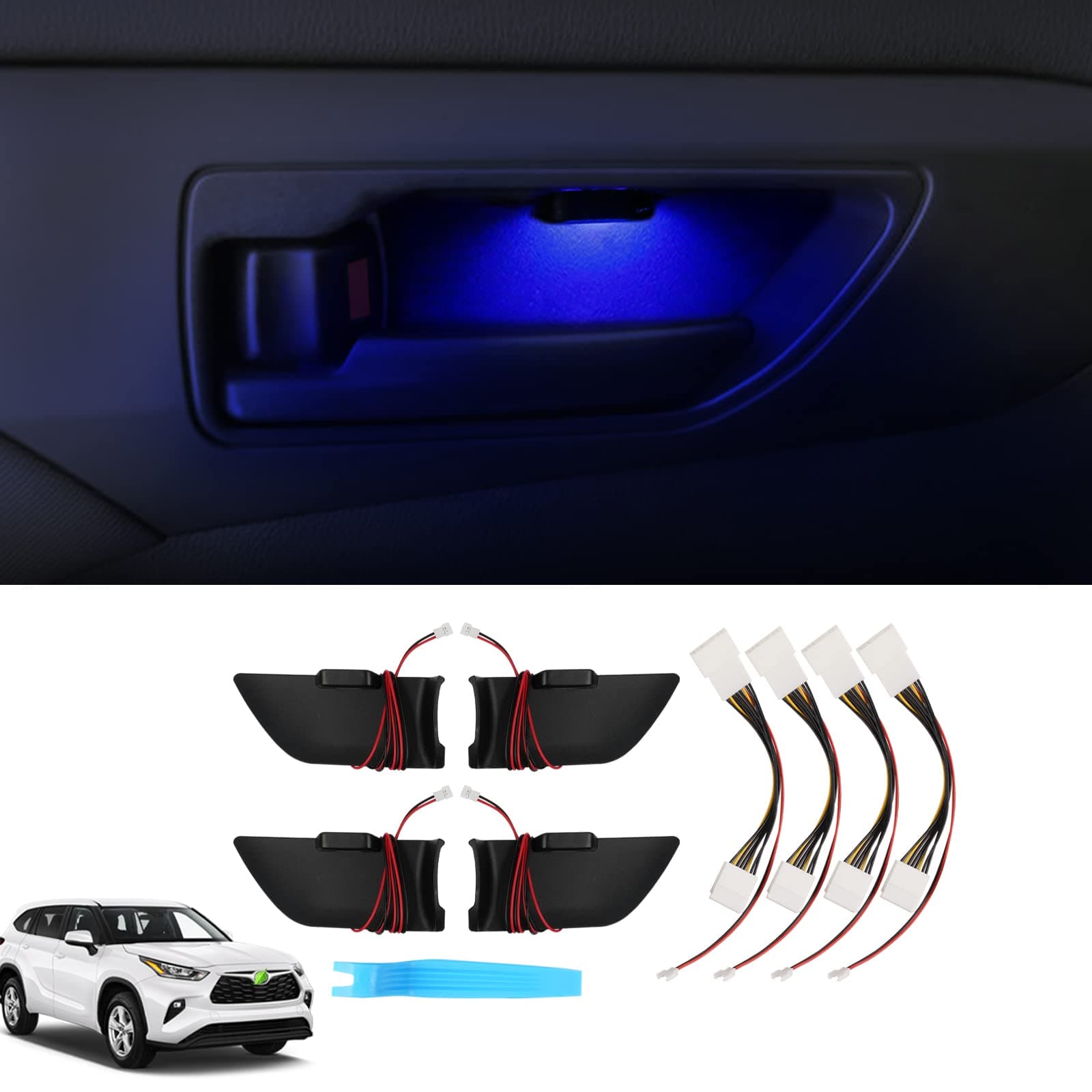 Powerty Compatible with LED Light Toyota Highlander 2024 2023 2022 2021 2020 Accessories Inner Door Handle Bowl Mood Lighting Decorative Interior Lamp 4PCS Blue…