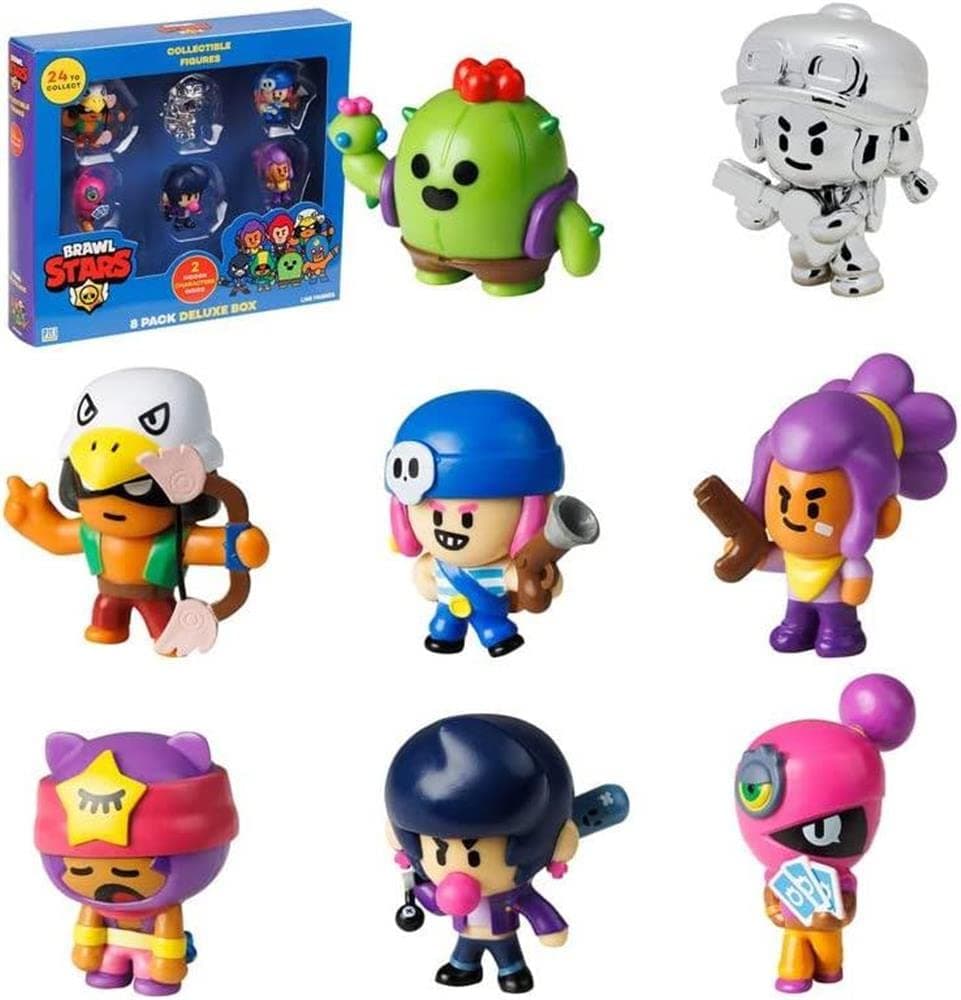 Brawl Stars Collectible Figures | 8 Brawl Stars Toys Out of 24 Collectibles in 1 Pack | 1 Rare Mystery Figure | Officially Licensed - Figurines, Party Supplies, Gift for Video Gamer