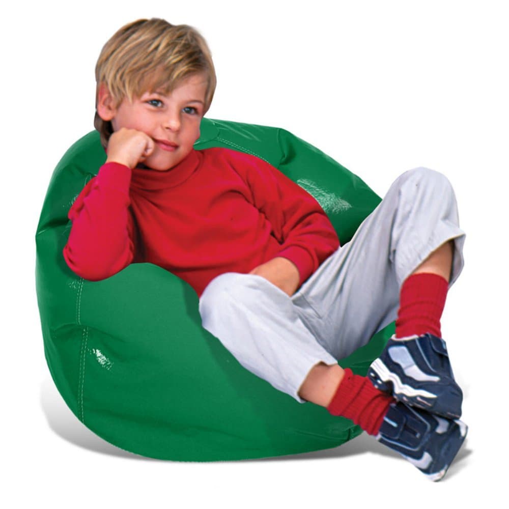 AMA shop Chair Bean Bag Round Wetlook Vinyl Junior Pure for Teen, Child,Family Room, Bedroom, Living Room (Green)