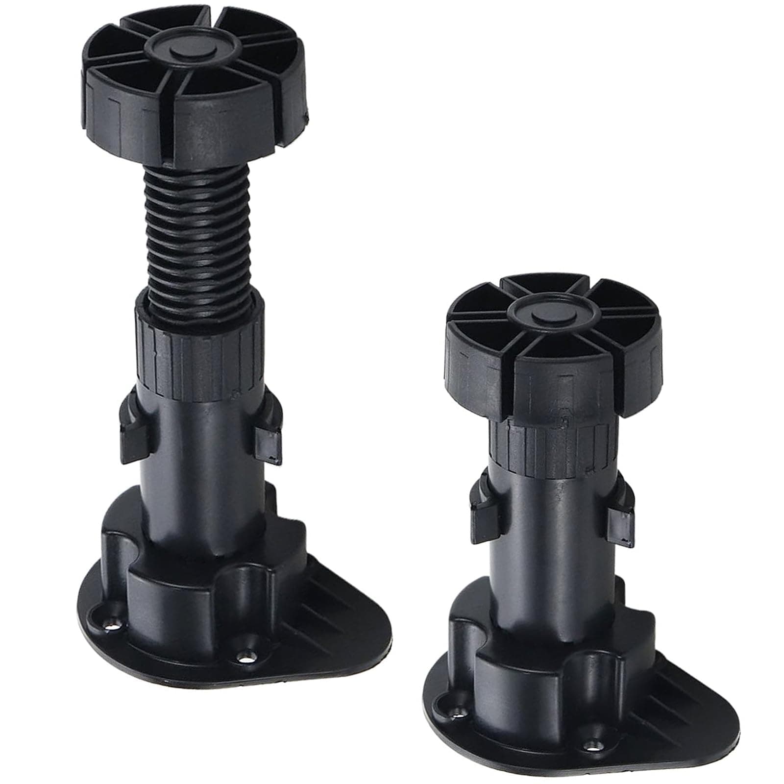 3.9 to 5 Inch Adjustable Cabinet Levelers 12Pcs, Furniture Leveler Legs, Black Plastic Leveling Feet for Kitchen Cupboard Table Shelves Nightstands,