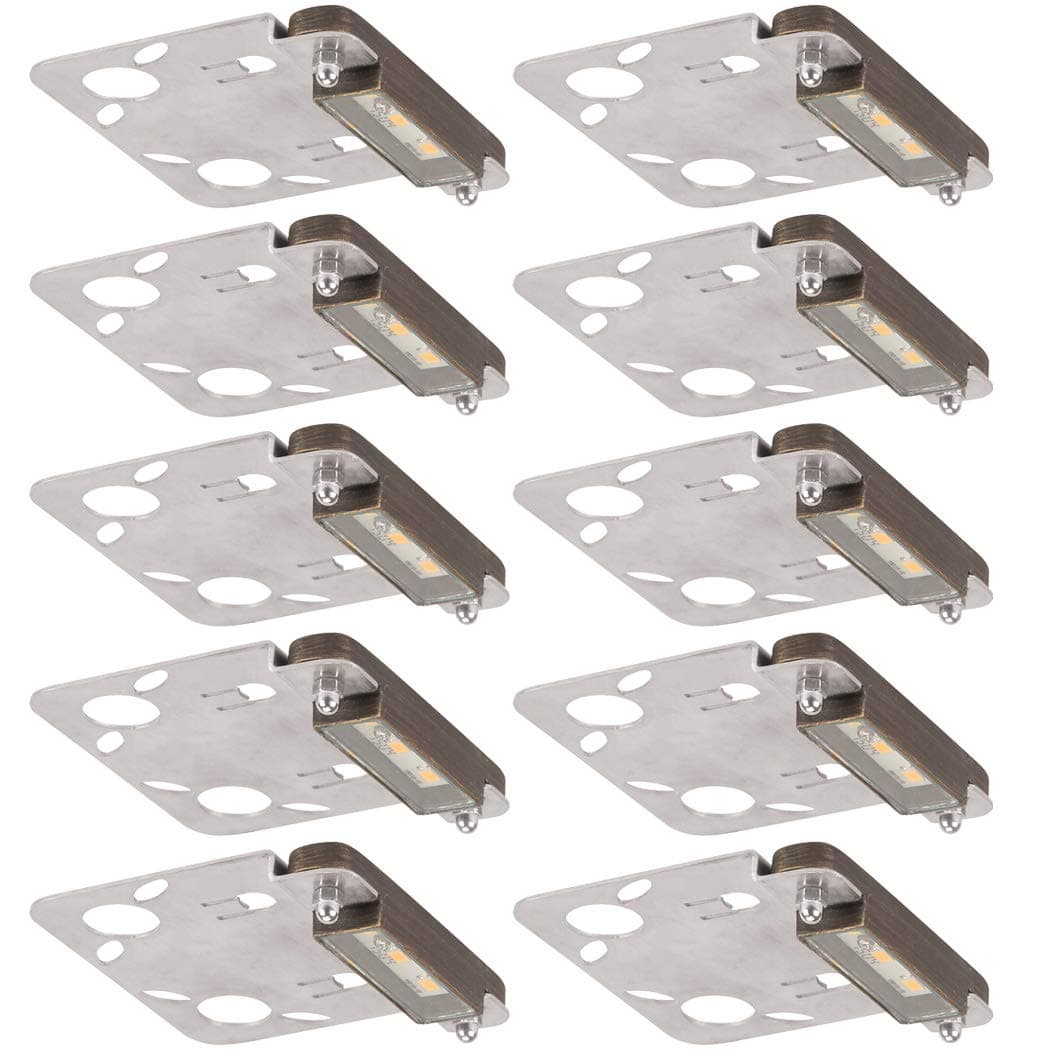 Lighting Factory 3" LED Hardscape Retaining Wall Paver Light - 2700K Warm White 80 Lumen - Antique Bronze Finish - Solid Brass Construction with Stainless Steel Bracket and Mounting Hardware (10-Pack)