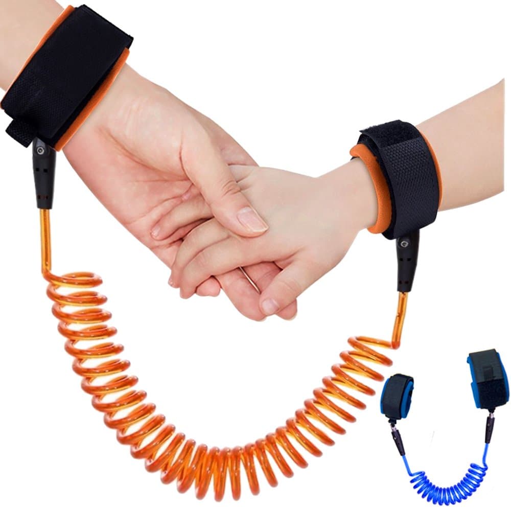 2 Pack Anti Lost Wrist Link, Toddlers Safety Wrist Leash Child Safety Walking Harness for Kids | Skin Care Cotton | Reflective | Flexible | Length 71 inches (Blue and Orange)