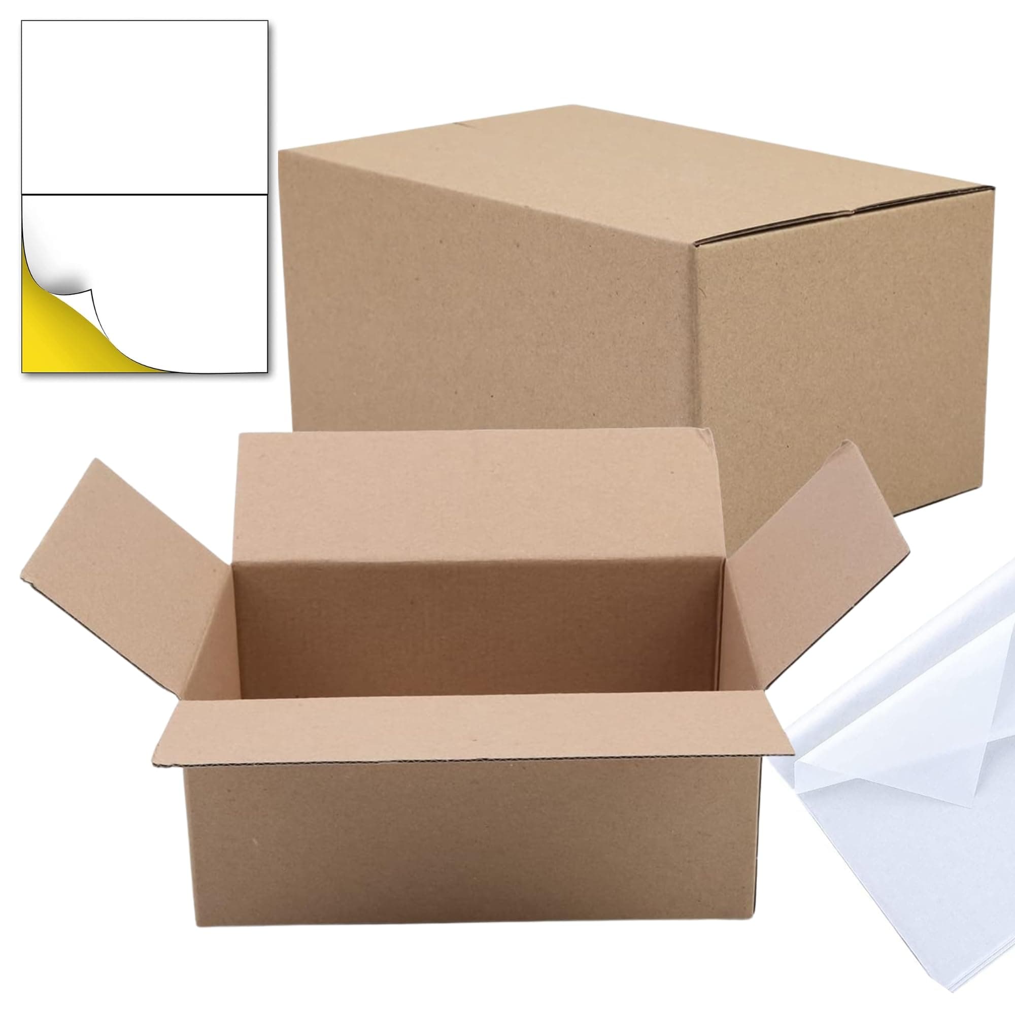 2 Pcs Brown Gift Boxes 10x6x6 Inches (25CMx15CMx15CM), Sturdy And Spacious Cardboard Gift Box for Birthday, Party, Christmas,Wedding, Crafting Cupcake Boxes With Cushioning Paper And Labels