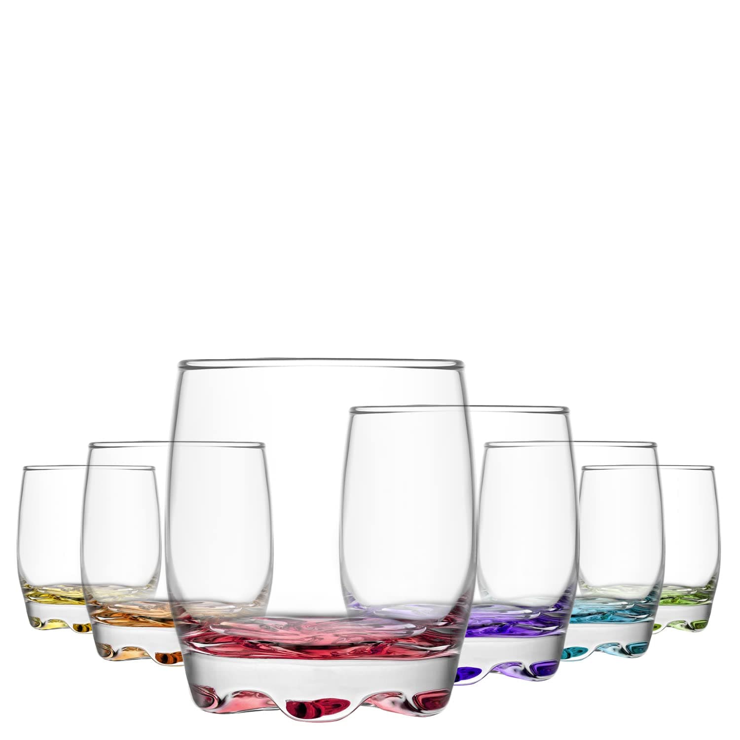 6x Multicolour 290ml Adora Tumbler Glasses - Stemless Kitchen Water Whiskey Wine Gin Juice Cocktail Drinking Glass Set - By LAV