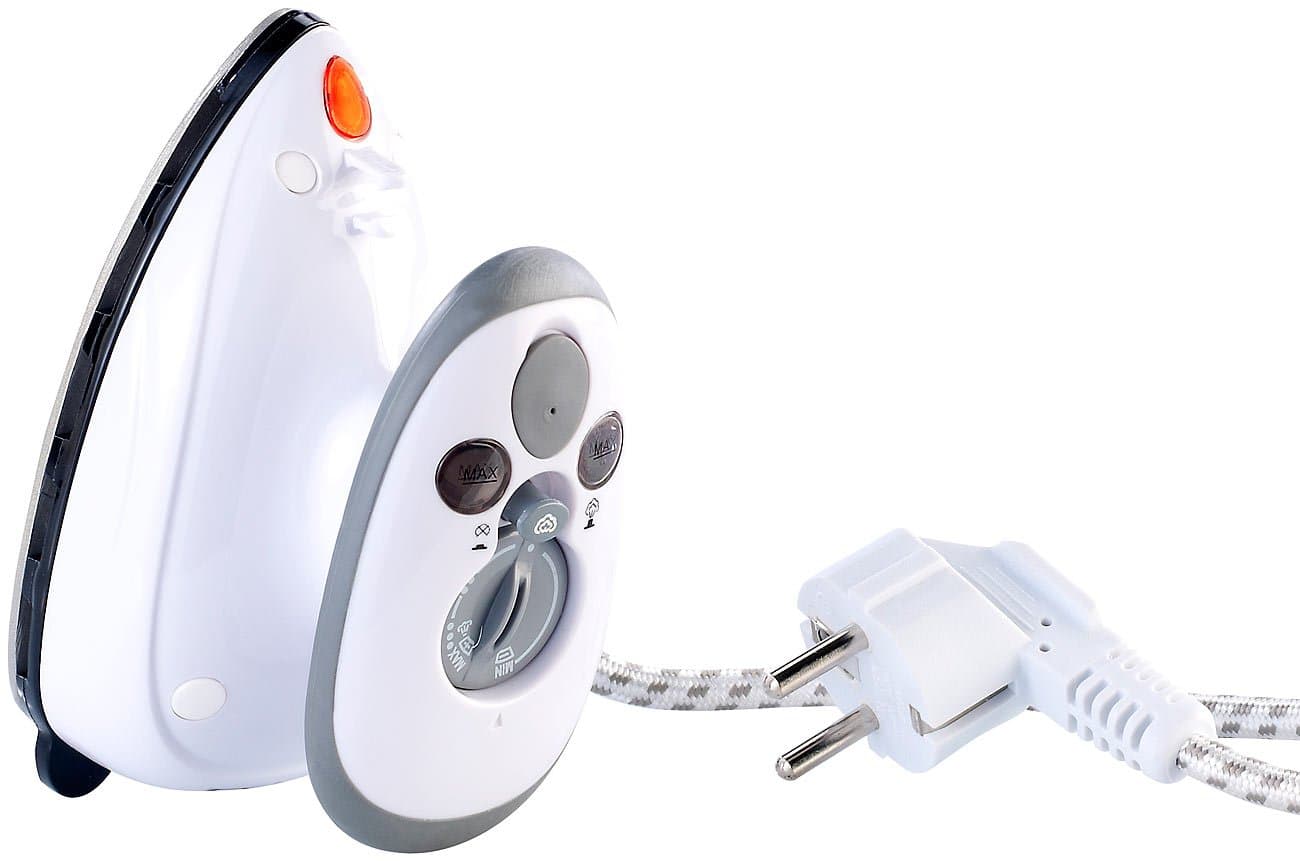 Sichler household device, travel steam iron travel steam iron for travel and vacation, 230 V and 110 V (mini-iron)
