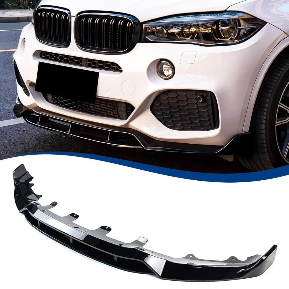 F15 Front Lip Compatible with (2014-2018) BMW X5 F15 M-Sport Model ABS Gloss Black Air Splitter Bumper Spoiler