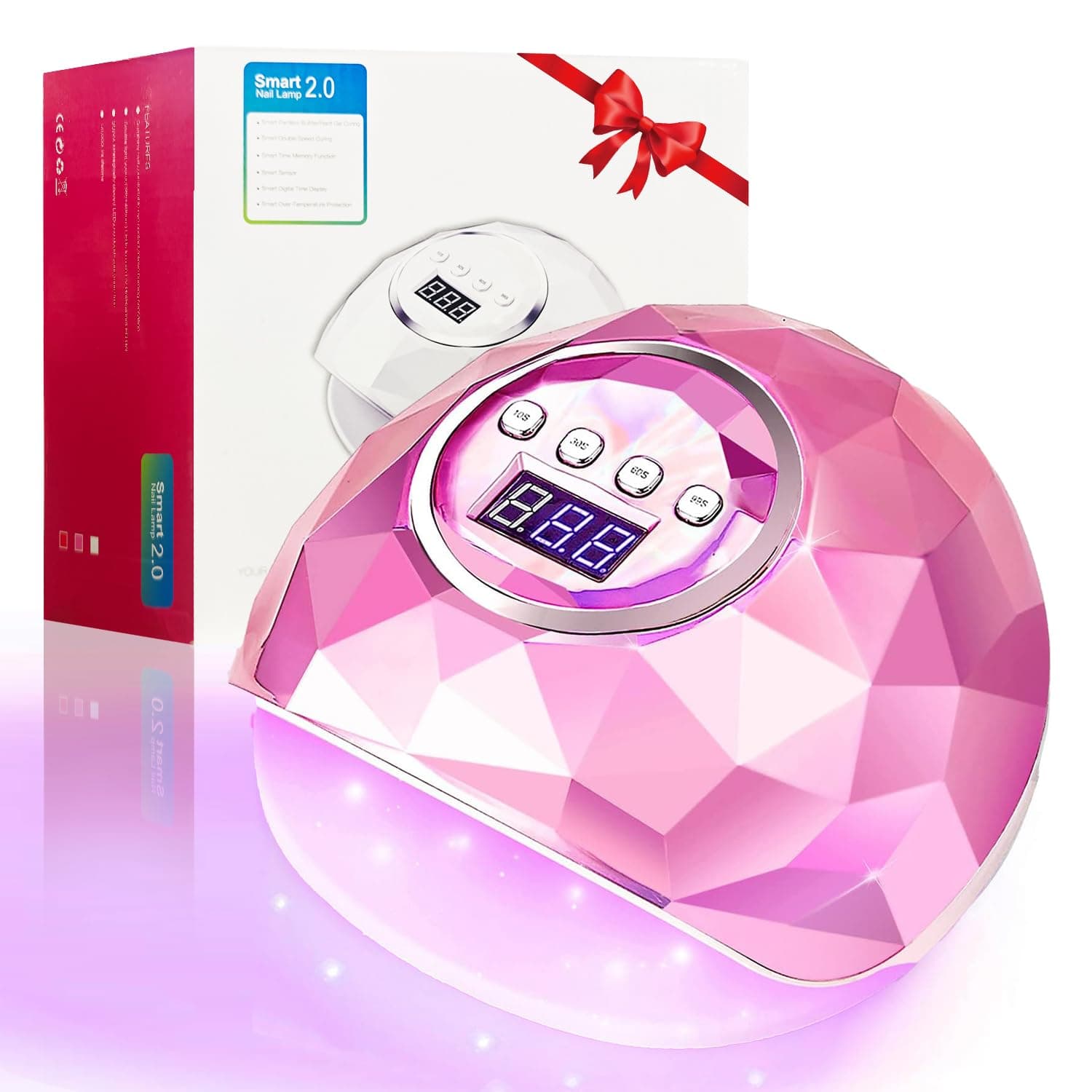 CORESLUX UV LED Nail Lamp 86W, Whitening Nail Lamp, Faster Nail Dryer for Gel Polish, Nail Curing Lamp with 4 Timer Setting Auto Sensor LCD Screen for Fingernails & Toenails (Pink)