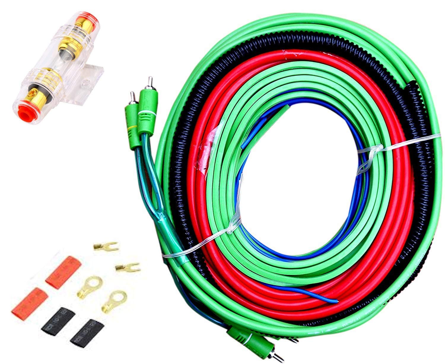 Cave RJ-111 Audio KIT 8 Gauge Car Amplifier Installation Wiring Kit, Color: Black, Cave85