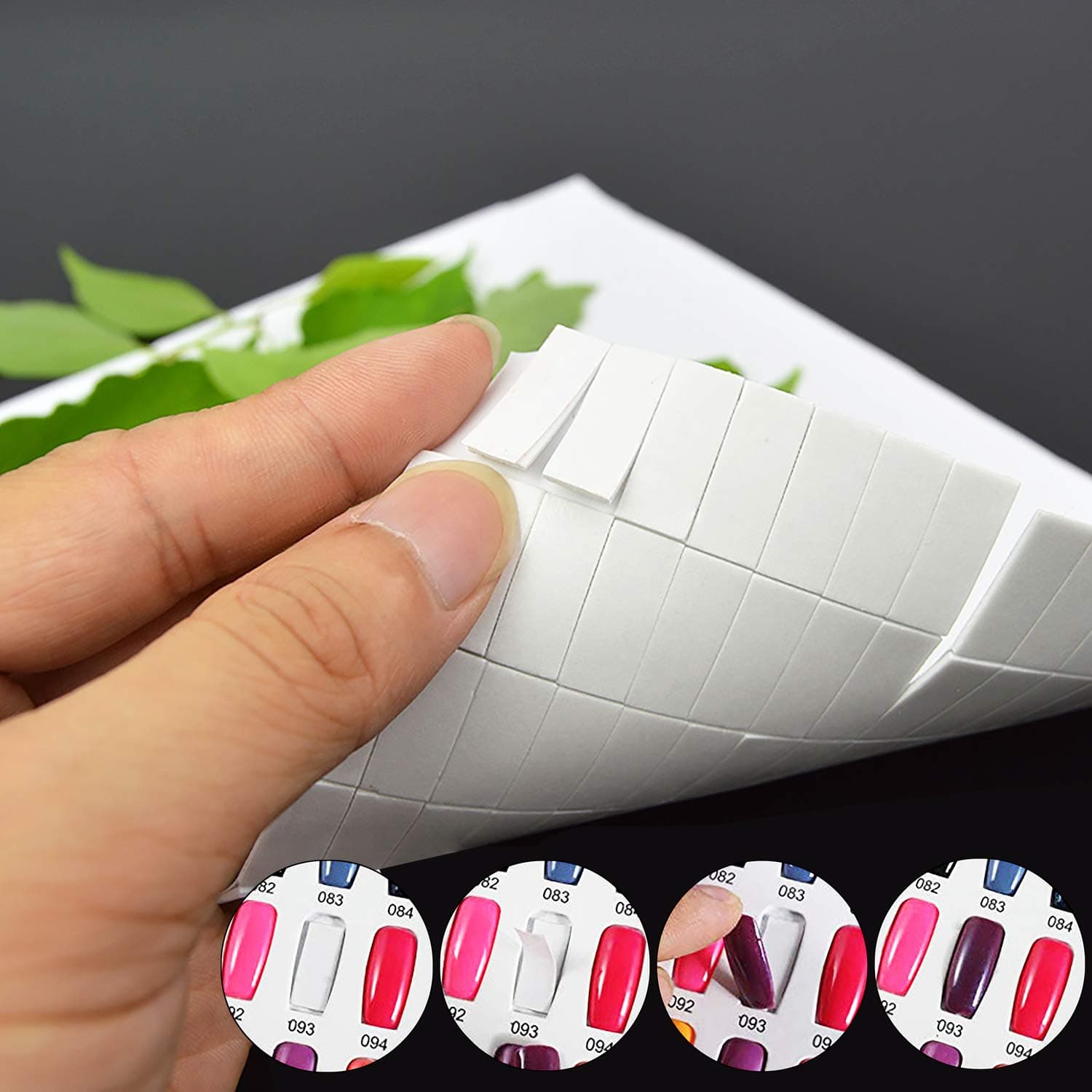 780PCS Nail Art False Tips Double-Sided Sponge Glue Adhesive Tape, Pre-cut Self-Adhesive Foam Strips Fixing Sticker for Nail Design Gel Polish Color Display Card Book