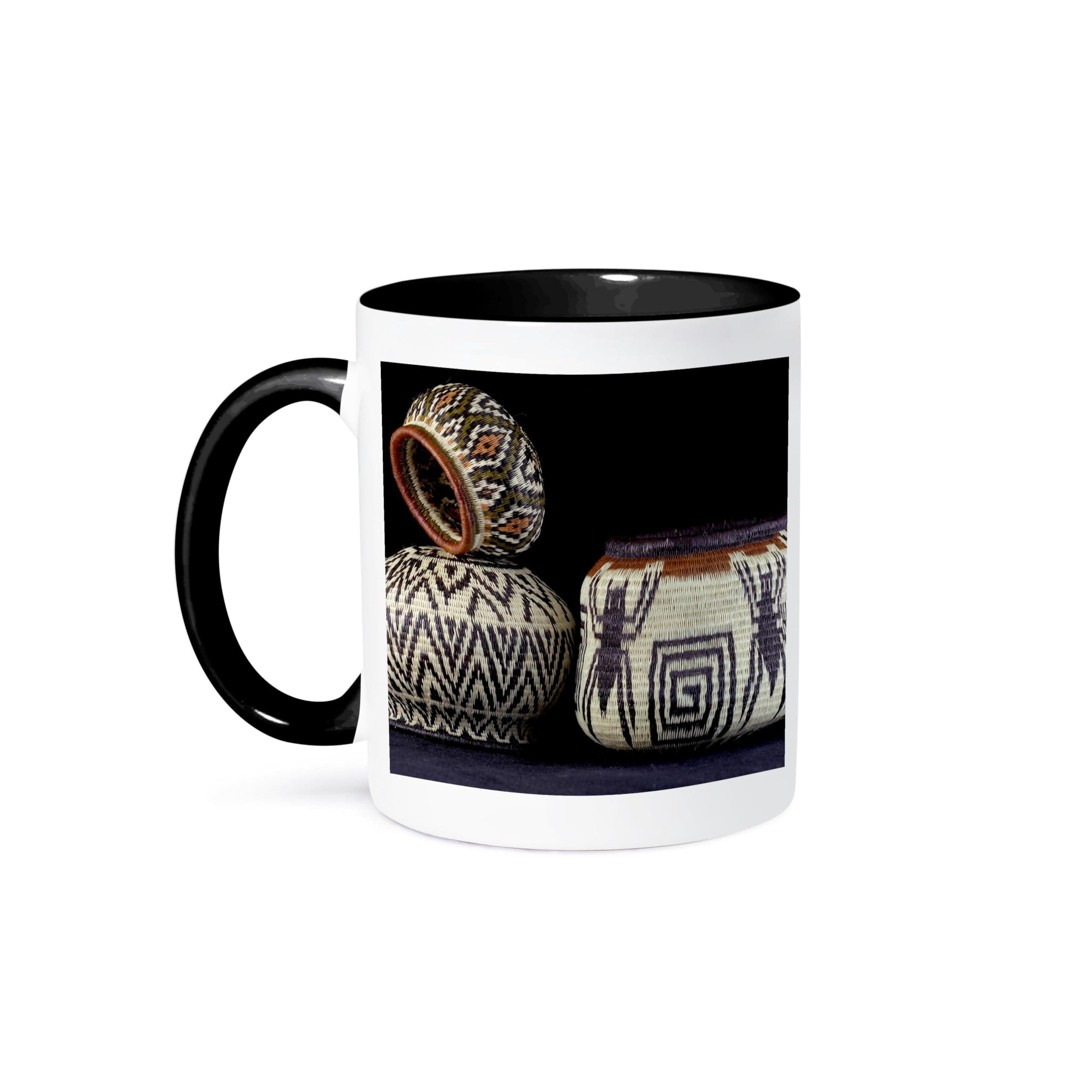 Panama, Embera Indian Baskets, Handicraft - SA15 CMI0217 - Cindy Miller Hopkins - Two Tone Black Mug, 11oz (Mug_86901_4) Printed Coffee and Tea Ceramic Mug- 320 ML Ceramic Coffee Mug 9346