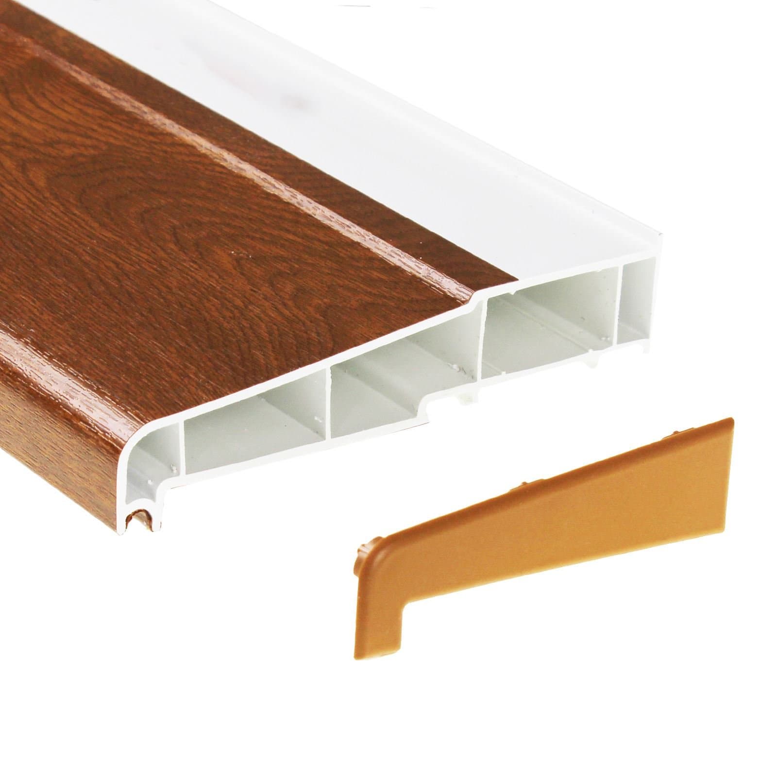 150mm Window Sill uPVC Plastic External Door Cill (with End Caps) - Golden Oak, 2m