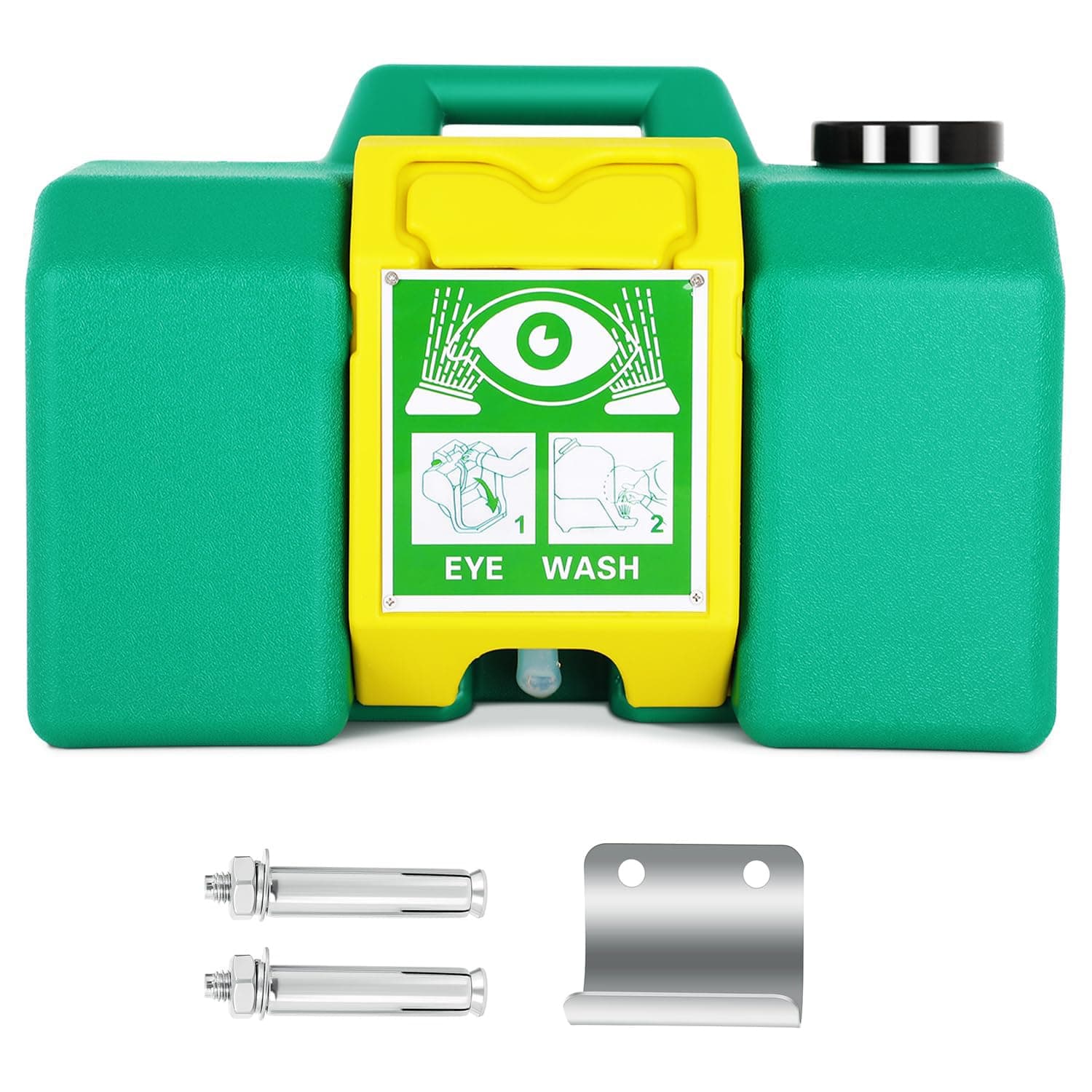 8 Gallon Portable Eyewash Station, OSHA Approved Eye Wash Station with Wall Mount Bracket, Gravity Fed Emergency Eye Wash Kit for Worksite, Lab, Warehouse, Dual Nozzle Hands-Free Operation