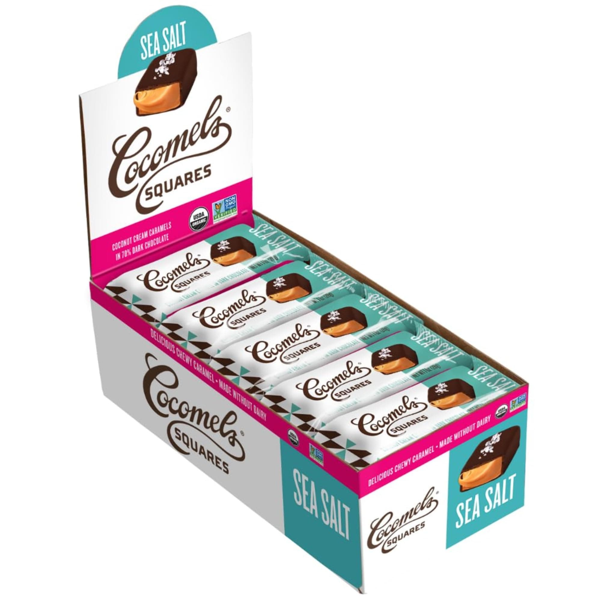 Cocomels, Organic, Chocolate Covered Coconut Milk Caramels, Sea Salt, 15 Units, 1 oz (28 g) Each