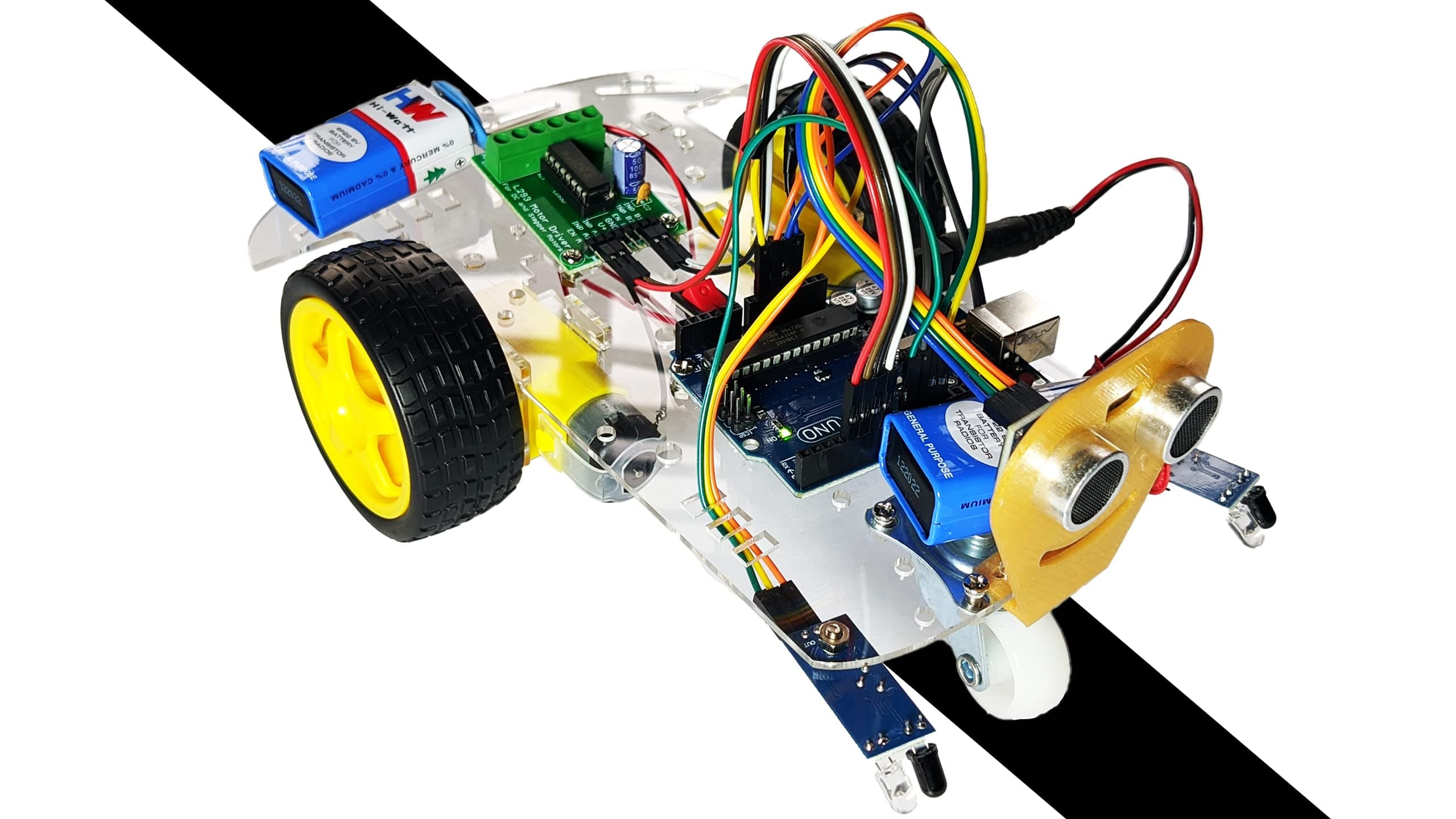 3 in 1 robot (Line follower - Obstacle avoidance - light follower) (Pre-assembled project kit) with tutorials and code (3 wheels)