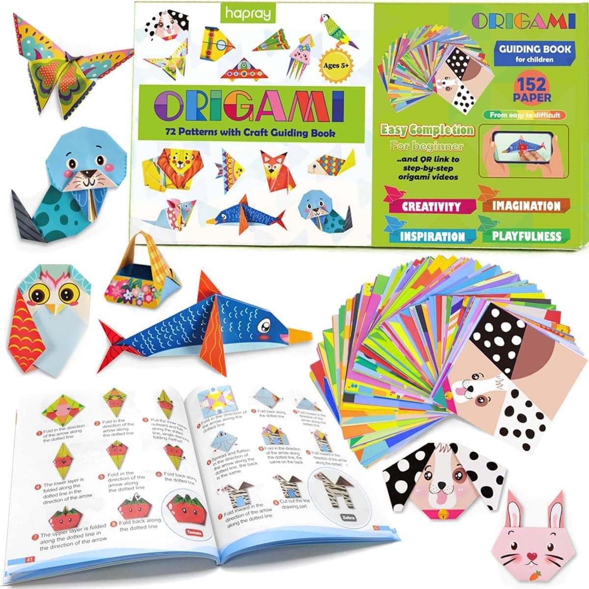 Origami Kit 144 sheets Origami Paper for Kids 72 Patterns with Craft Guiding Book