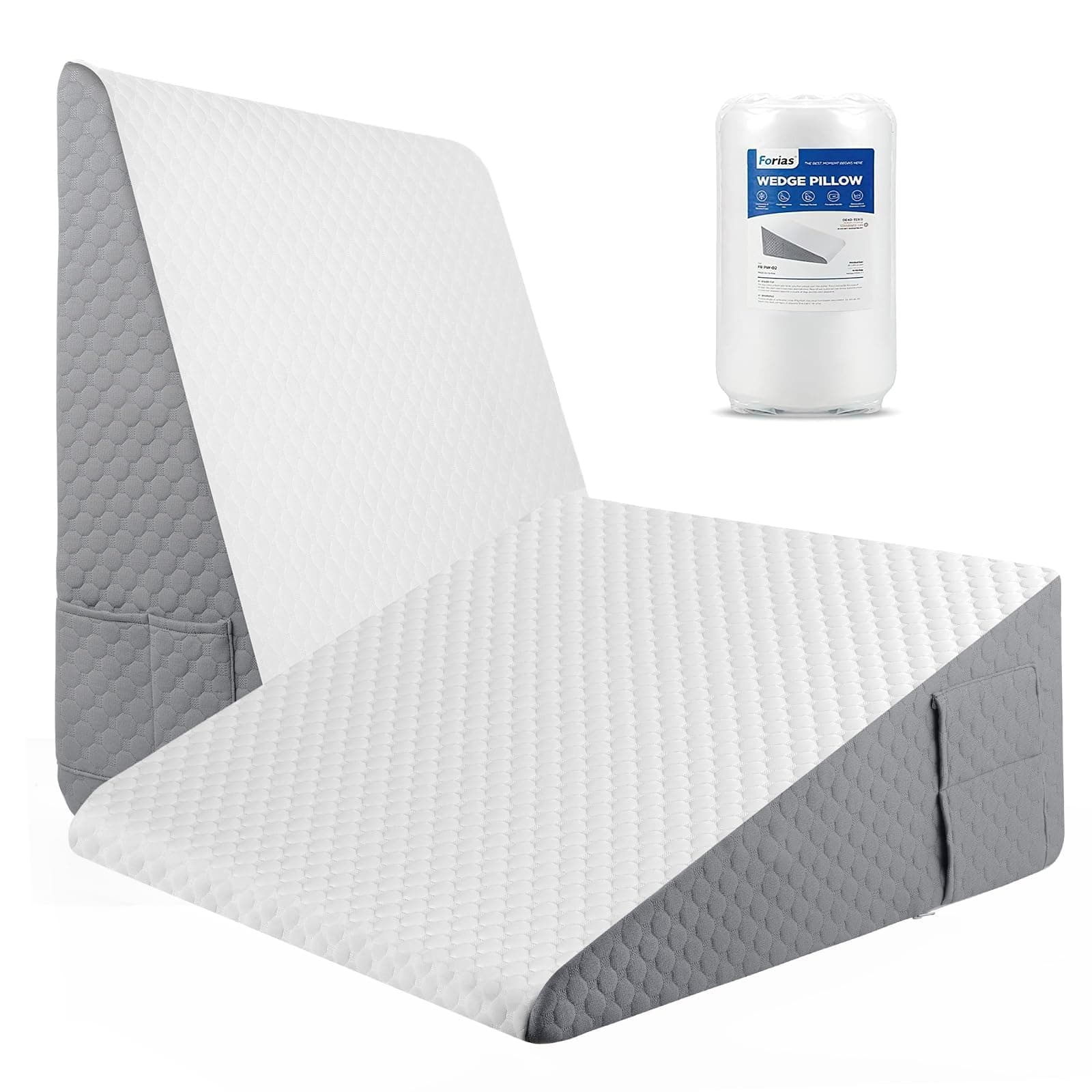Forias Wedge Pillow for Sleeping 10" Bed Wedge Pillow for After Surgery - 1.5" Memory Foam Top, Triangle Pillow Wedge Ideal for Acid Reflux GERD Snoring Heartburn Pregnancy Lower Back Pain