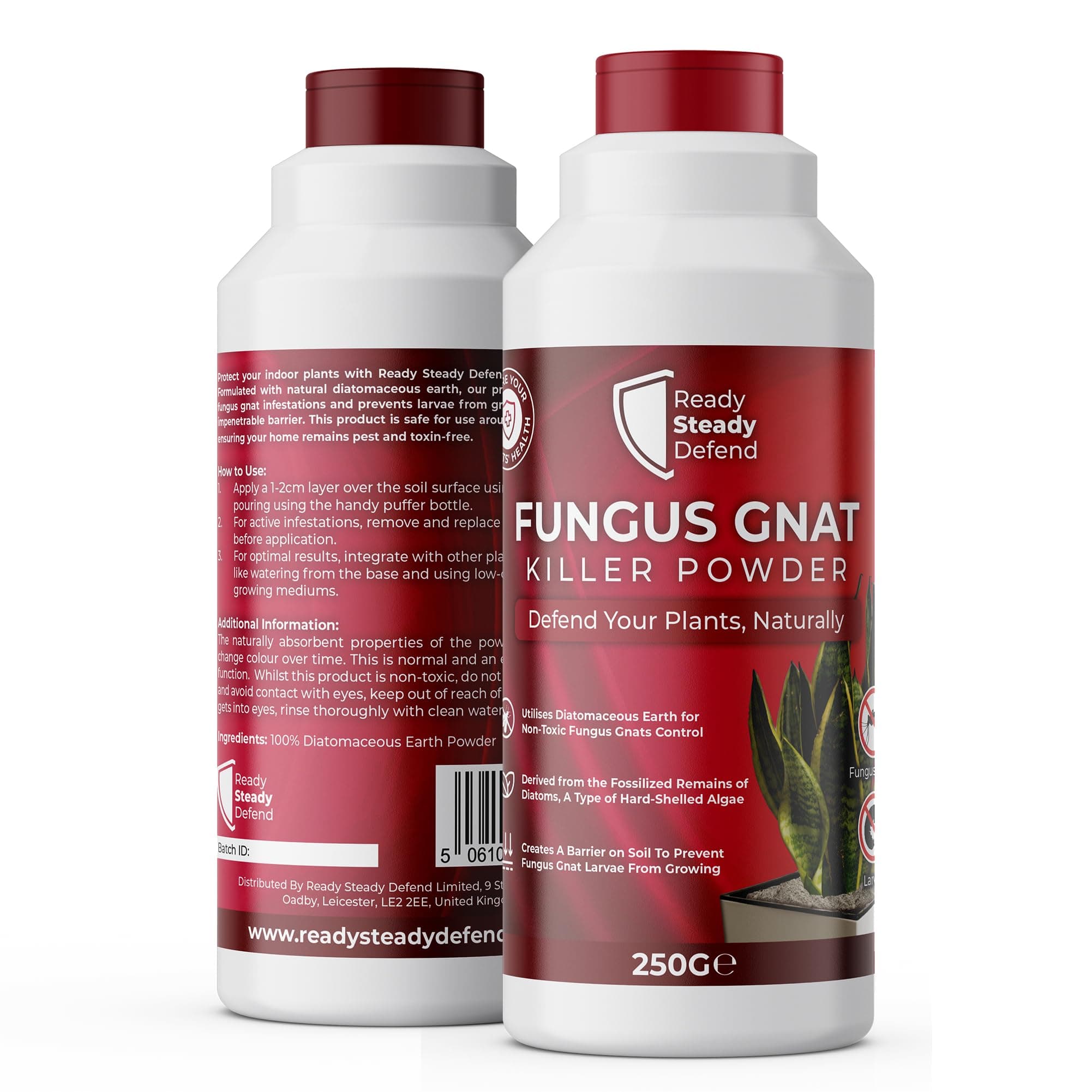 Fungus Gnat Killer Powder 250G Diatomaceous Earth Formula for Effective Fungus Gnat Control - Fast-Acting Gnats Killer for Indoor Plants - Superior Diatomaceous Earth Pest Control for House Plant Bugs