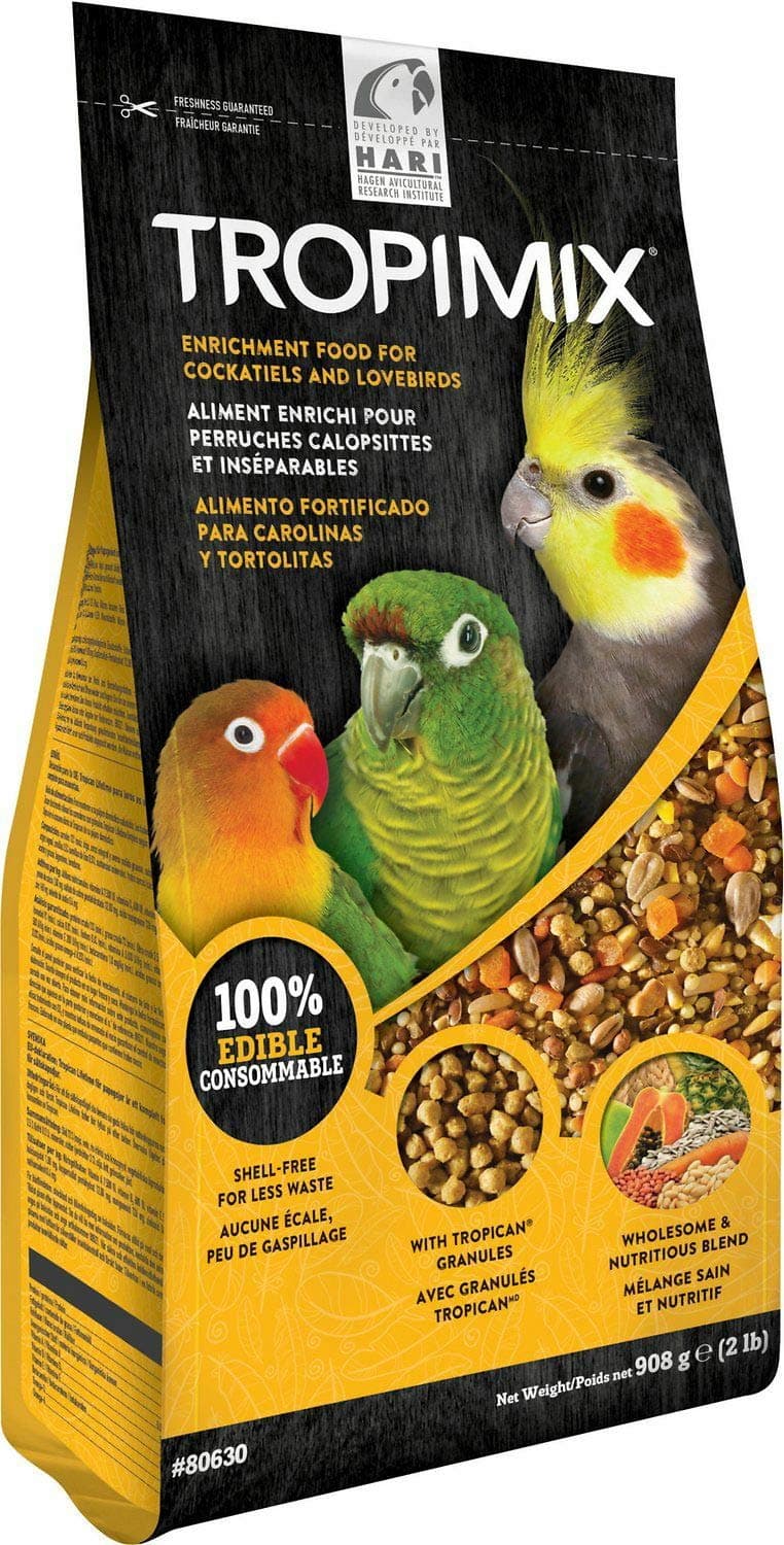 Tropimix Bird Food for Cockatiels & Lovebirds, Hagen Parrot Food with Seeds, Fruit, Vegetables, Grains, Vitamins & Amino Acids, 2lb Bag