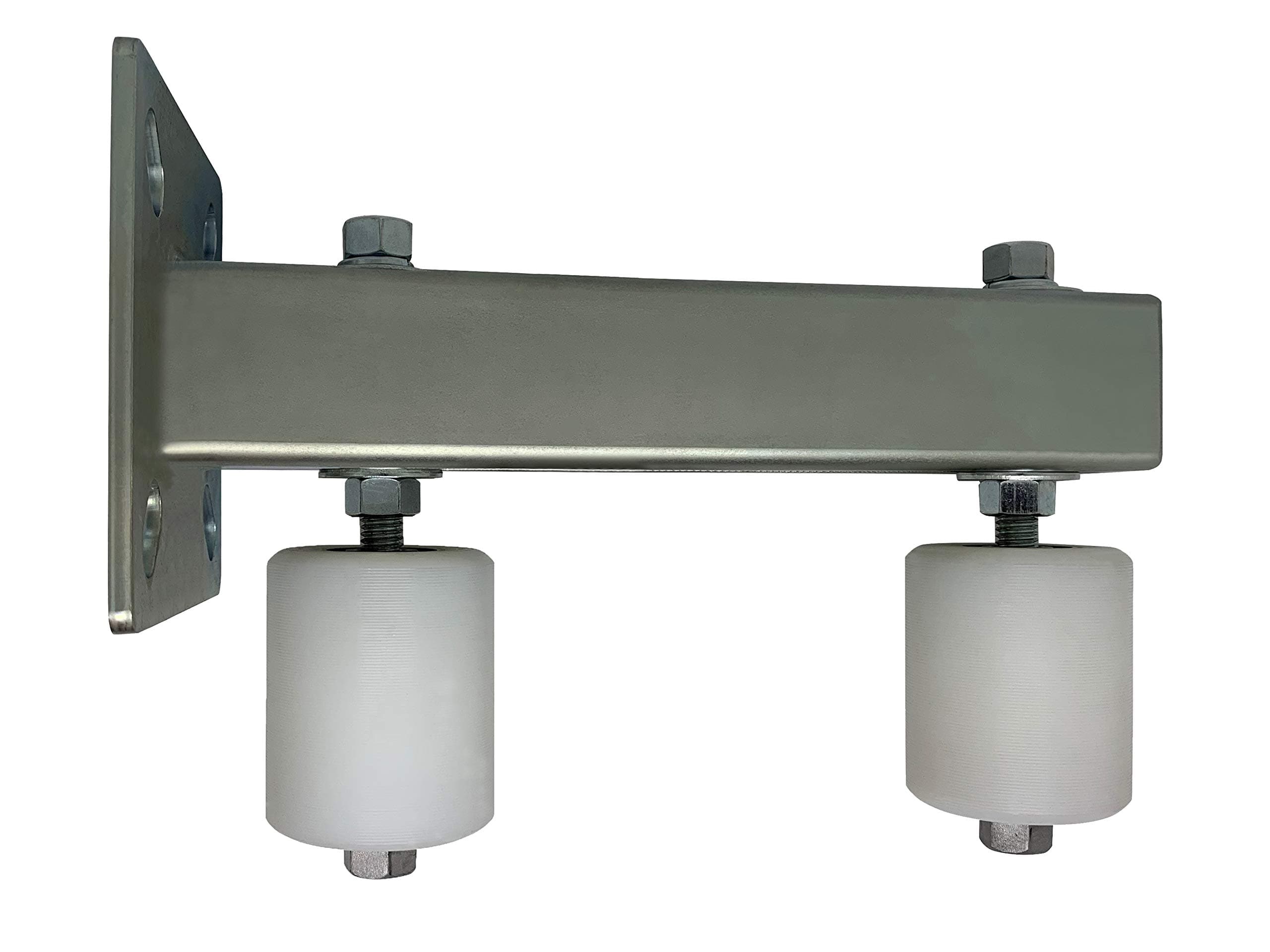 Eagle Adjustable Slide Gate Guide Rollers Upper Bolted Bracket Mount 3” White Dual UHMW Hard Nylon Ball Bearing Guiders Heavy Duty Steel Assembly Anti Tipping for Sliding Rolling Gates – EG121