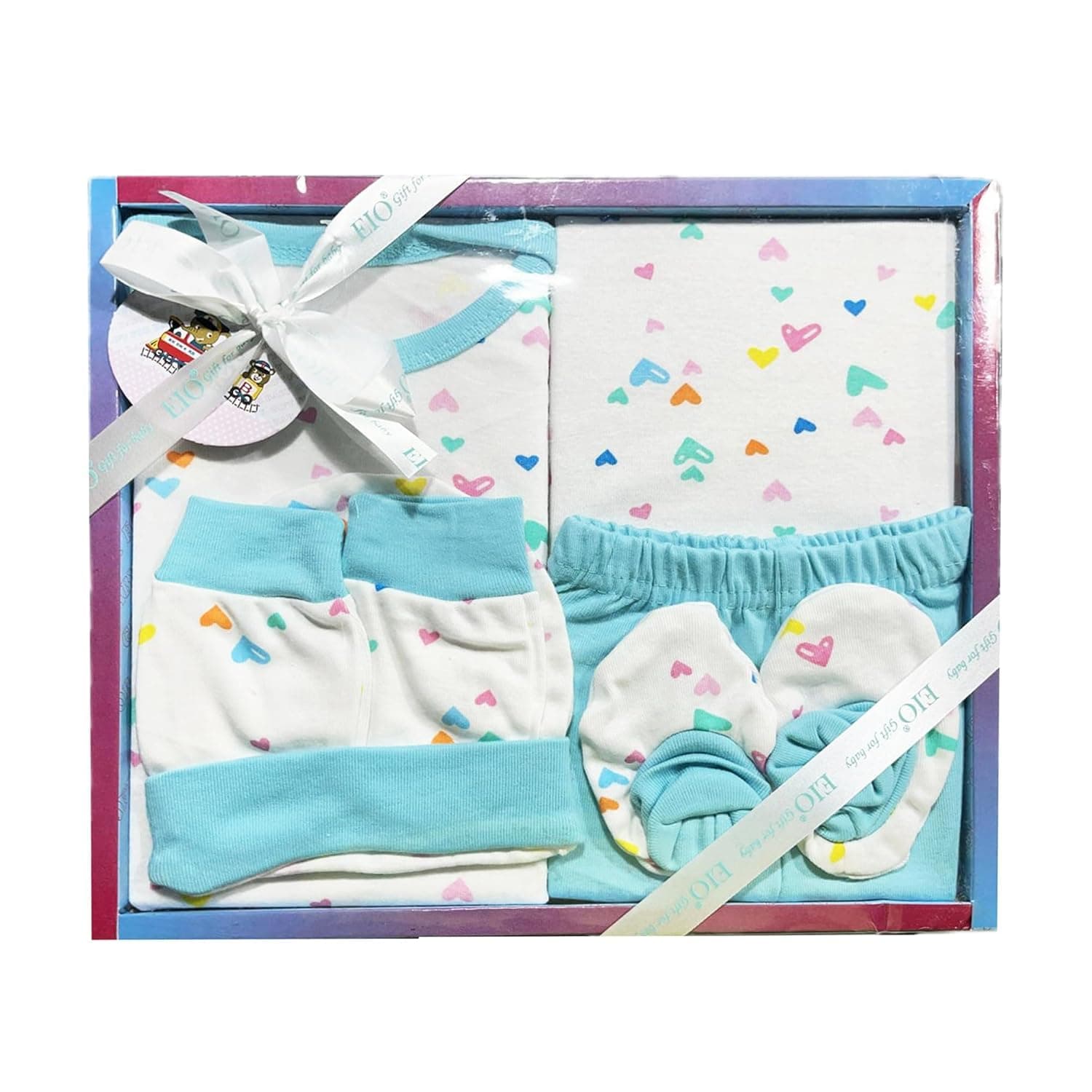 Baby Gifts Set For New Born Unisex Clothing Gift Hamper 6Pcs (Lyca), Blue