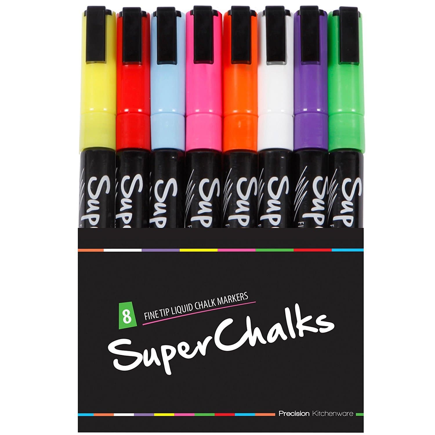 3mm Fine Tip Color Liquid Chalk Marker Pens 8-Pack - ONLY SUITABLE FOR NON POROUS SURFACES