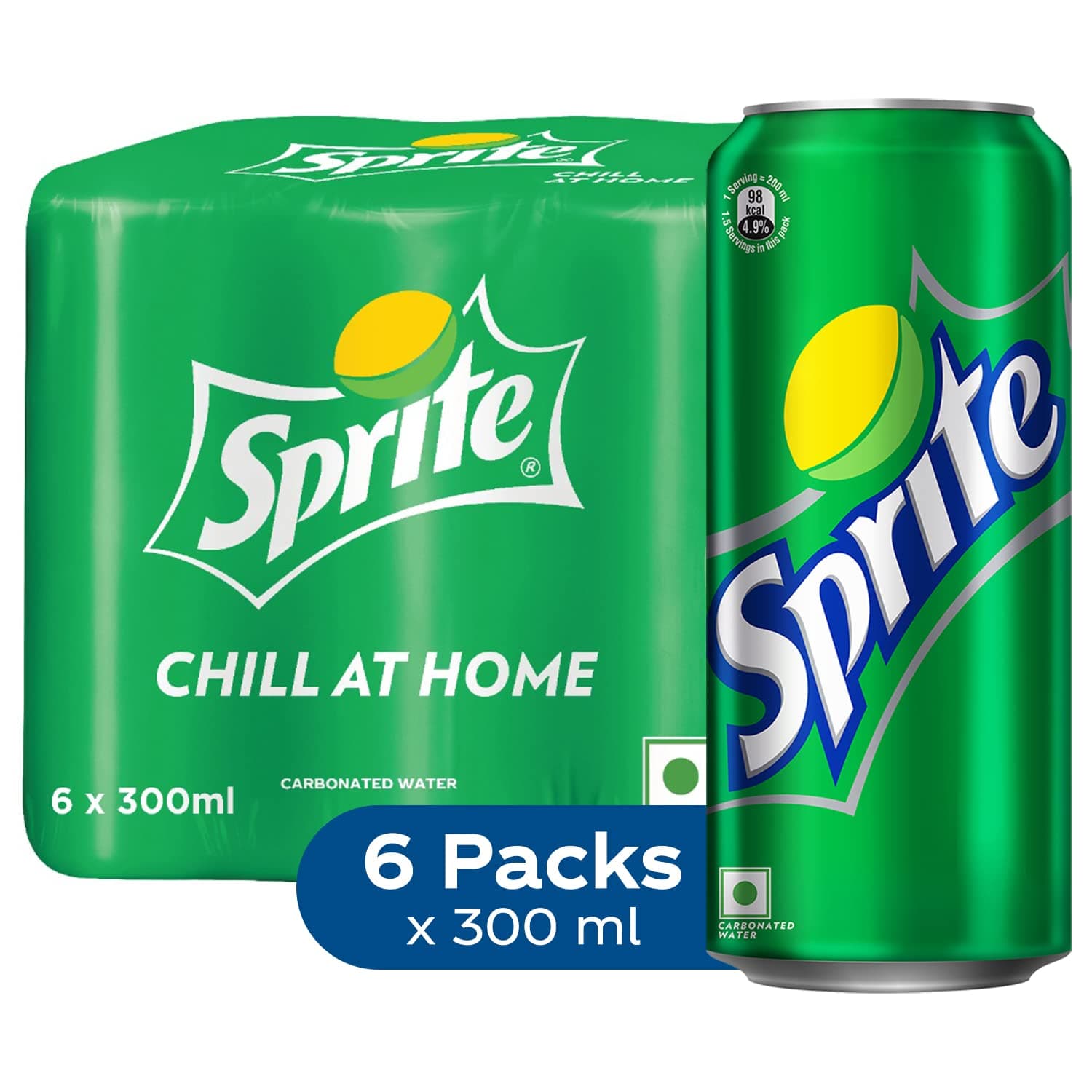 - Lemon-Lime Flavoured Cold Drink | Refreshing Taste | Clear Soft Drink with No Added Colours | Recyclable Can, 300 ml (Pack of 6)