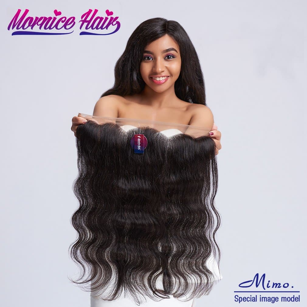 Brazilian 13x4" Body Wave Full Lace Frontal Closure, Mornice Hair 10A Ear To Ear Free Part Top Lace Front With Baby Hair Bleached Knots Natural Black 16 inches