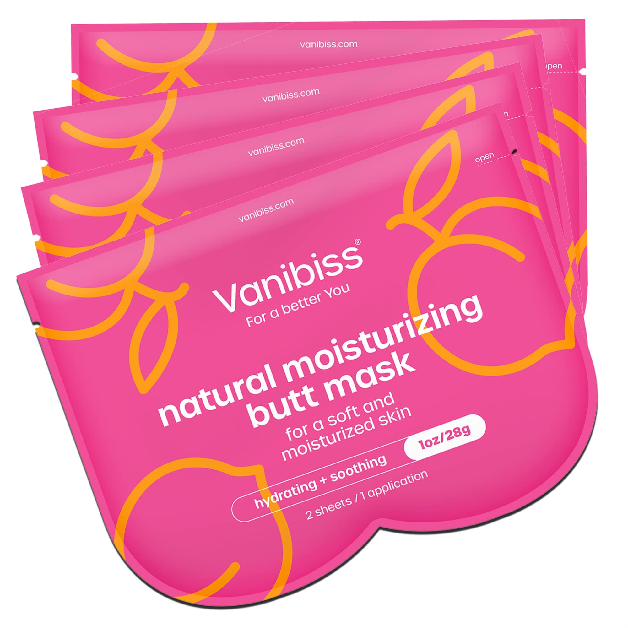 Vanibiss Moisturizing Butt Mask for Women - Hydrating & Soothing Beauty Mask for Your Bum - Collagen Skincare for Buttocks (4 Pack)