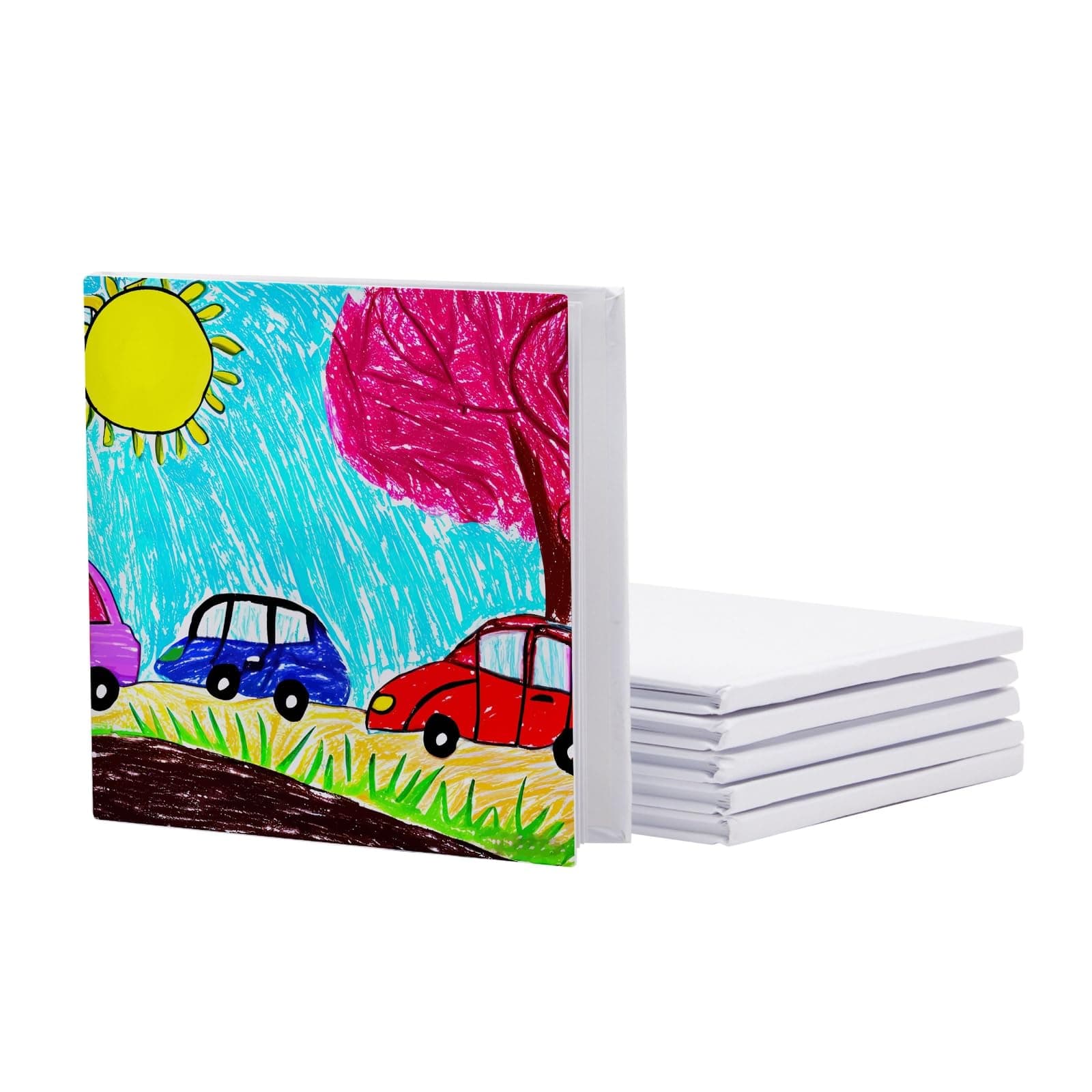 Paper Junkie Blank Books for Kids to Write Stories - 5.2 x 5.2 in White Hardcover, 6-Pack - Unlined Sketchbook Journal & Composition Notebook - Drawing Notebook for Kids - Create Your Own Book